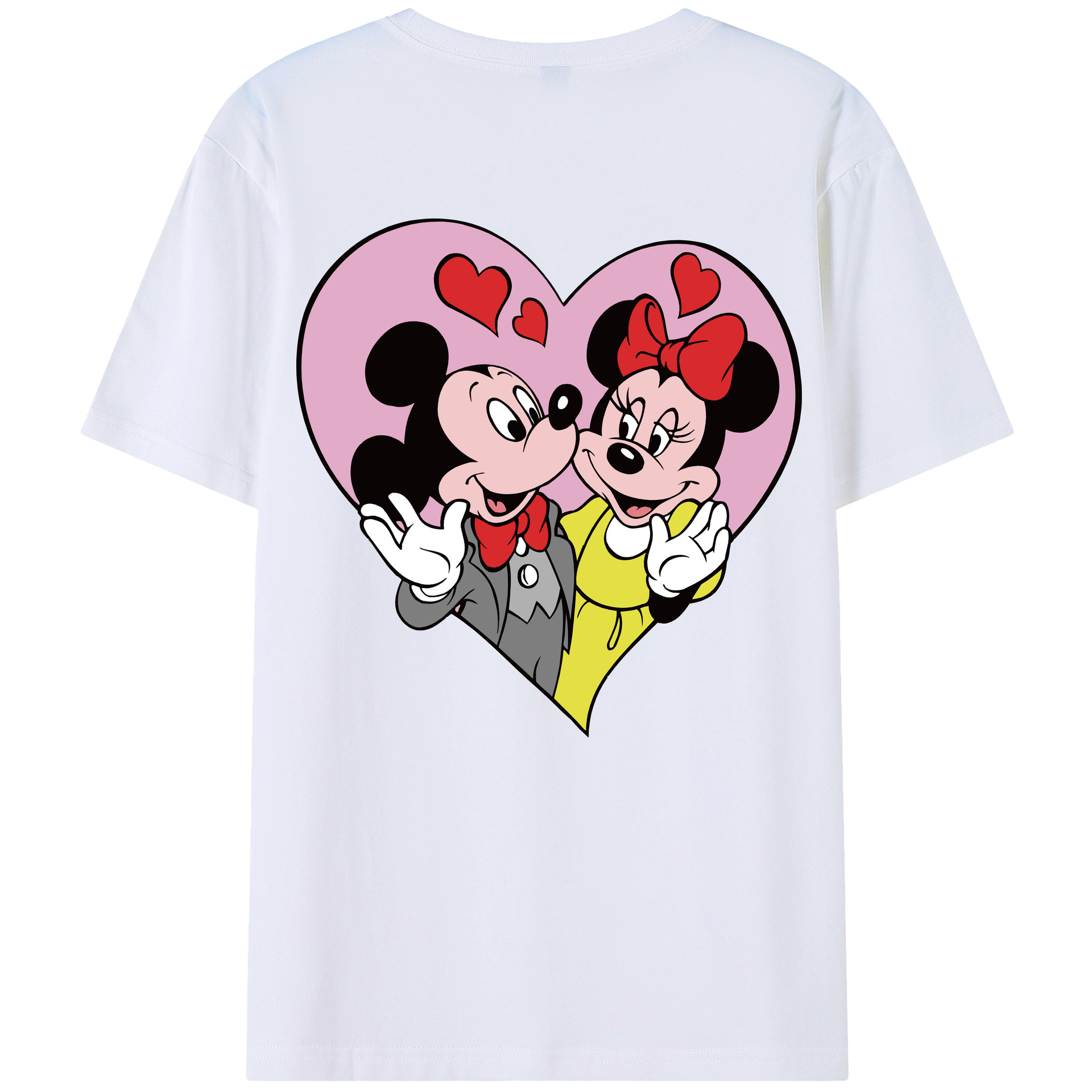ミッキーマウス Mickey Mouse 綿100％ メンズ半袖Tシャツ（バックプリント） 通気性
