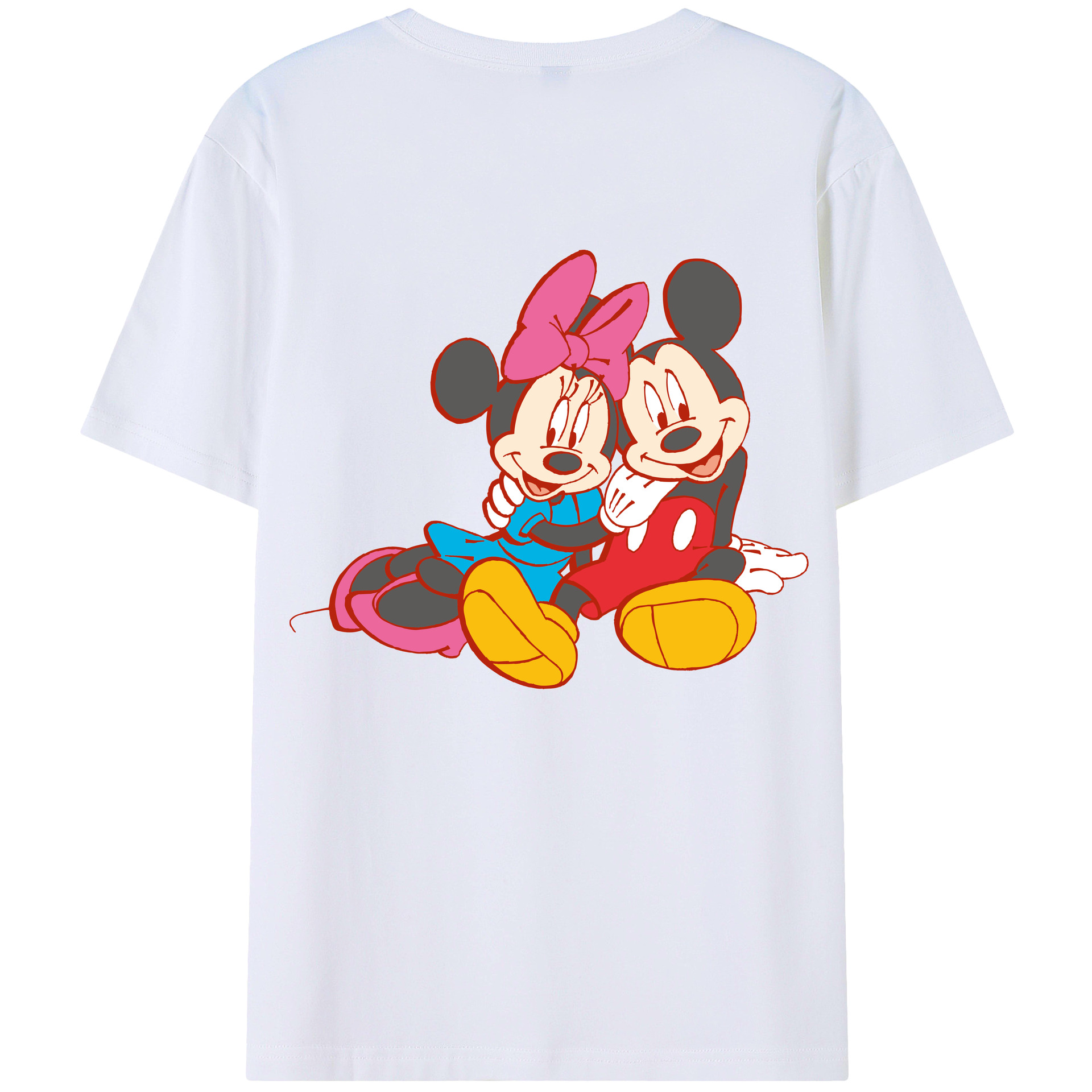 ミッキーマウス Mickey Mouse 綿100％ メンズ半袖Tシャツ（バックプリント） 通気性
