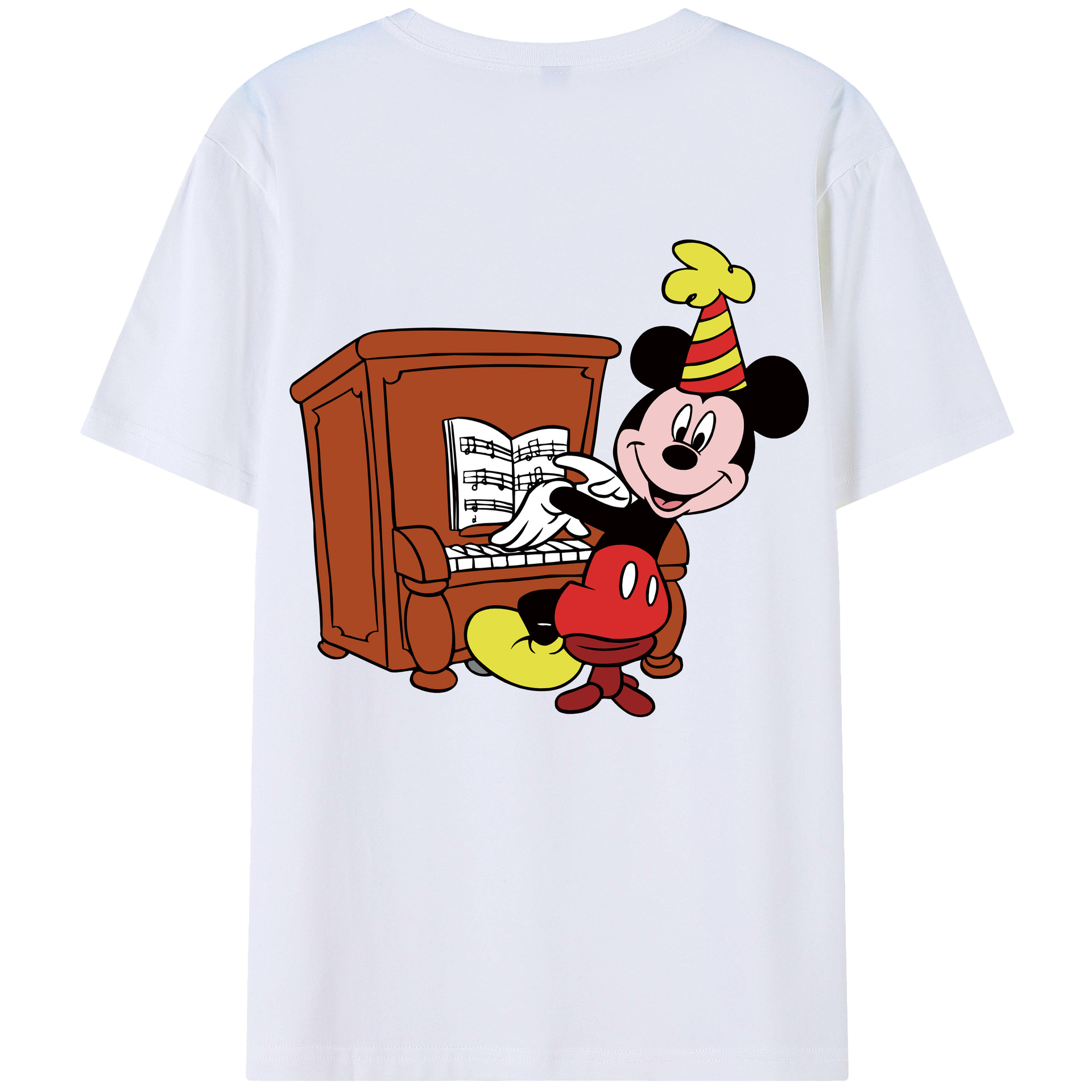 ミッキーマウス Mickey Mouse 綿100％ メンズ半袖Tシャツ（バックプリント） 通気性