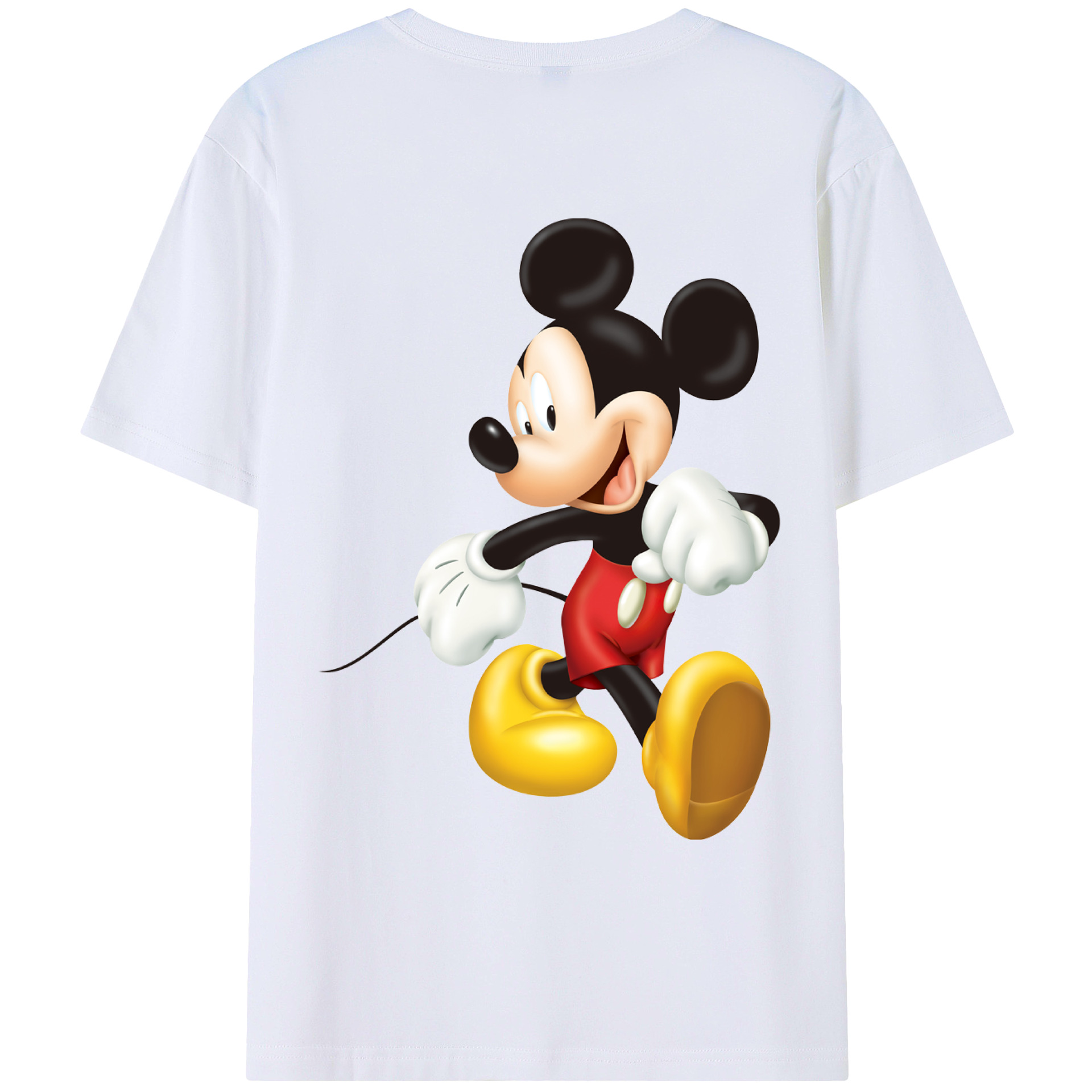ミッキーマウス Mickey Mouse 綿100％ メンズ半袖Tシャツ（バックプリント） 通気性