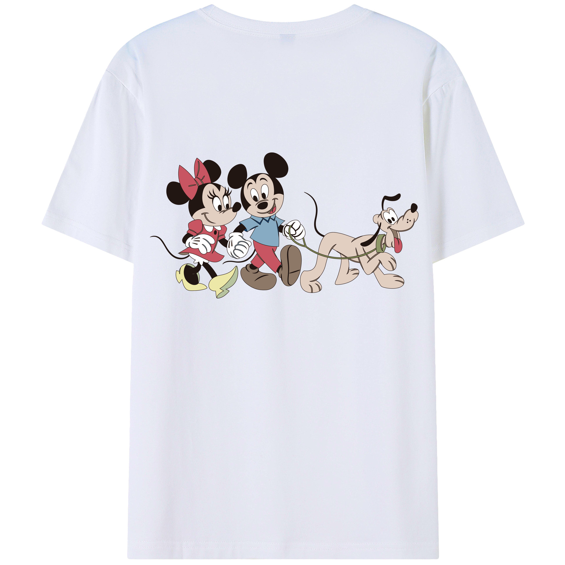 ミッキーマウス Mickey Mouse 綿100％ メンズ半袖Tシャツ（バックプリント） 通気性