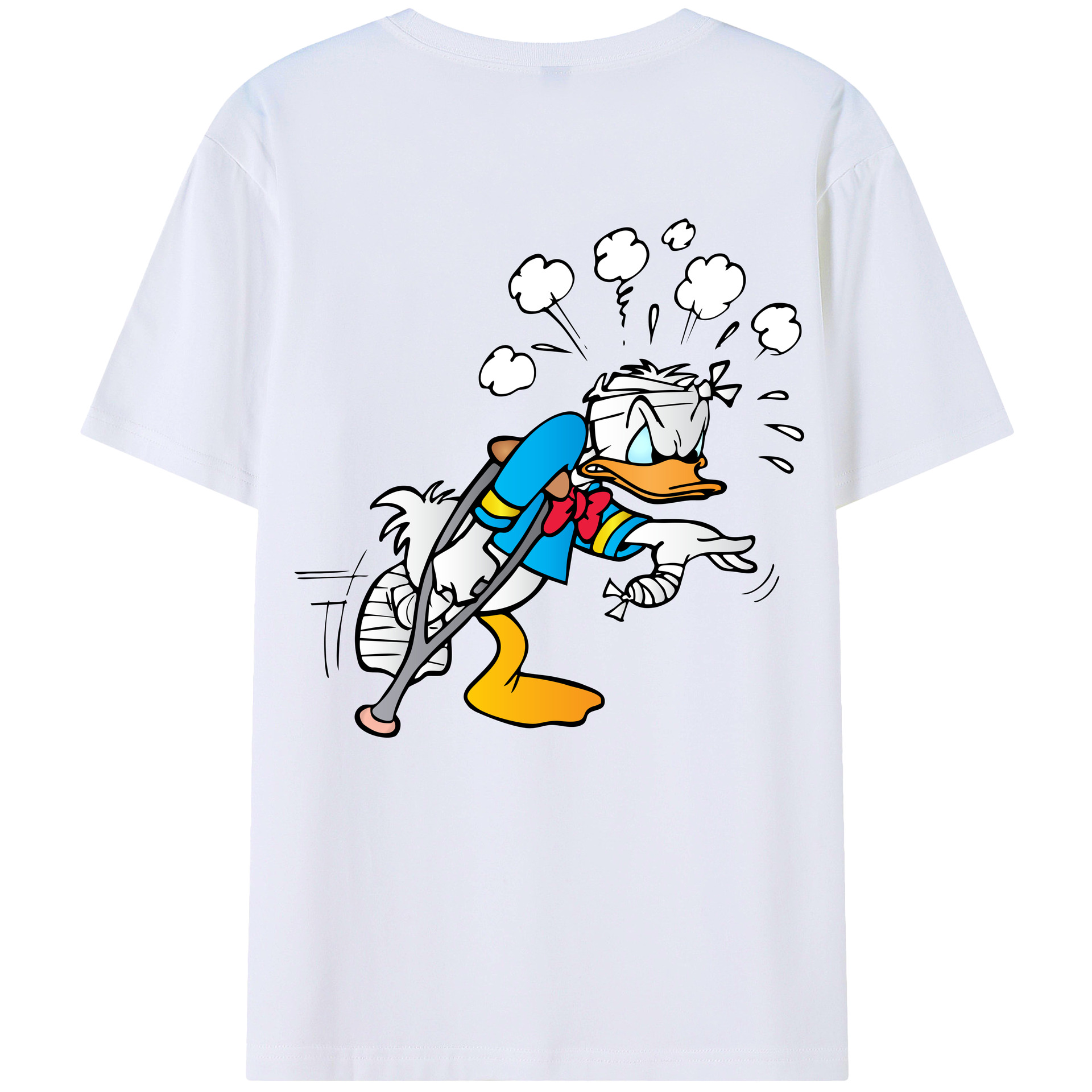 ミッキーマウス Mickey Mouse 綿100％ メンズ半袖Tシャツ（バックプリント） 通気性