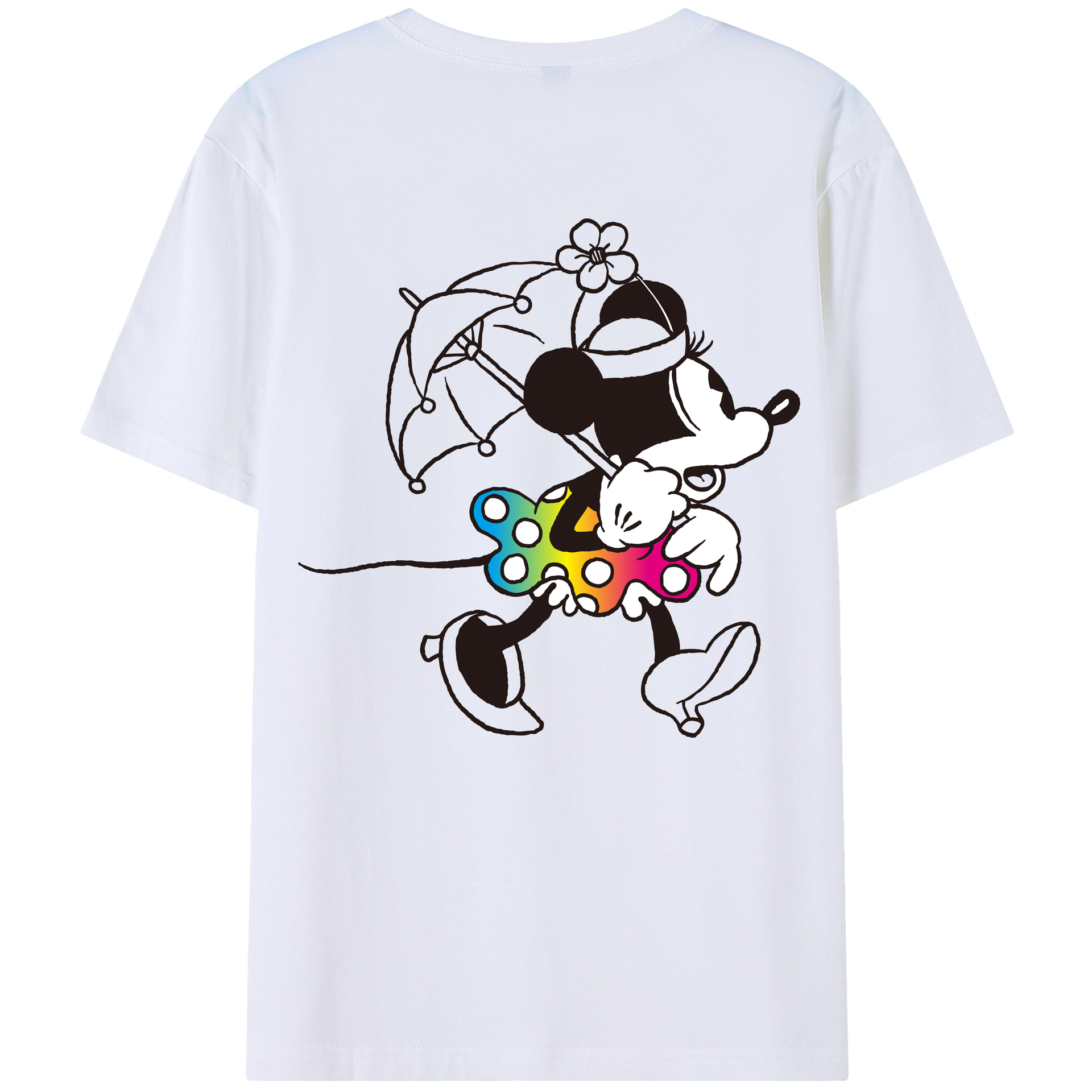ミッキーマウス Mickey Mouse 綿100％ メンズ半袖Tシャツ（バックプリント） 通気性