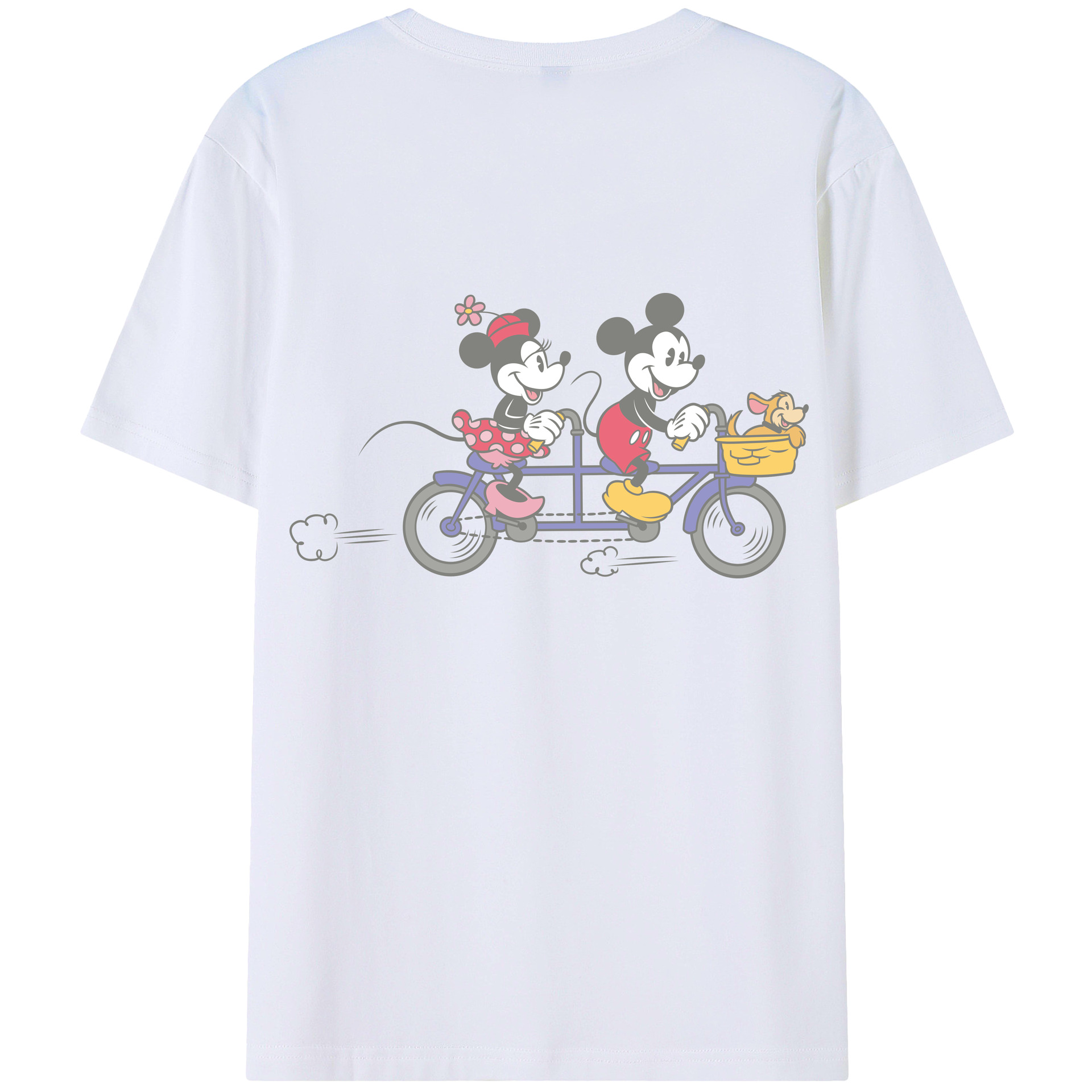 （画像用） ミッキーマウス Mickey Mouse 綿100％ メンズ半袖Tシャツ（バックプリント） 通気性