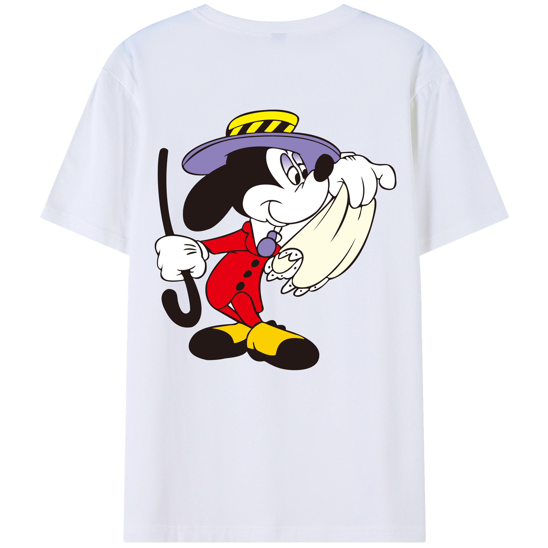 ミッキーマウス Mickey Mouse 綿100％ メンズ半袖Tシャツ（バックプリント） 通気性