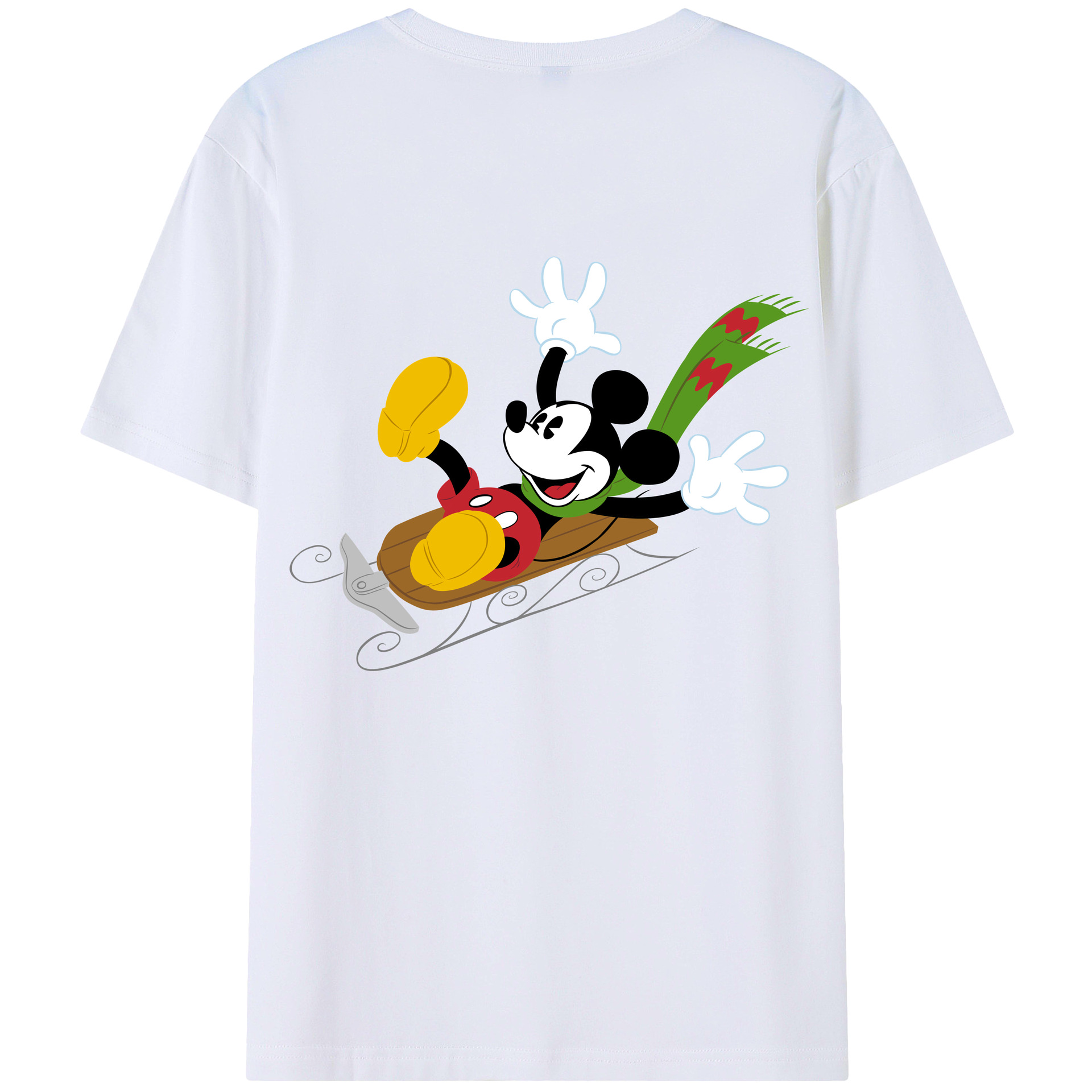 ミッキーマウス Mickey Mouse 綿100％ メンズ半袖Tシャツ（バックプリント） 通気性