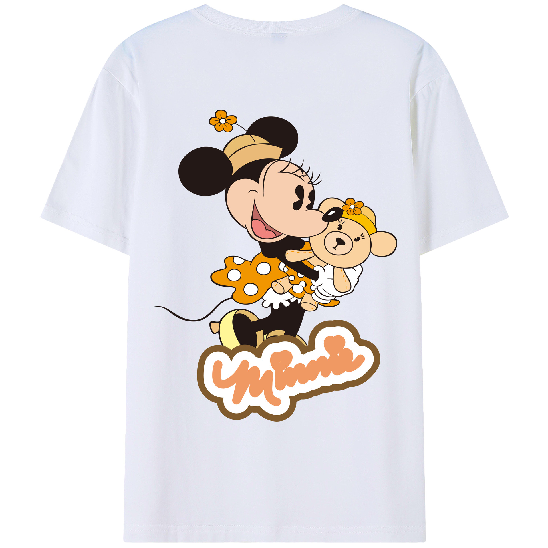 ミッキーマウス Mickey Mouse 綿100％ メンズ半袖Tシャツ（バックプリント） 通気性
