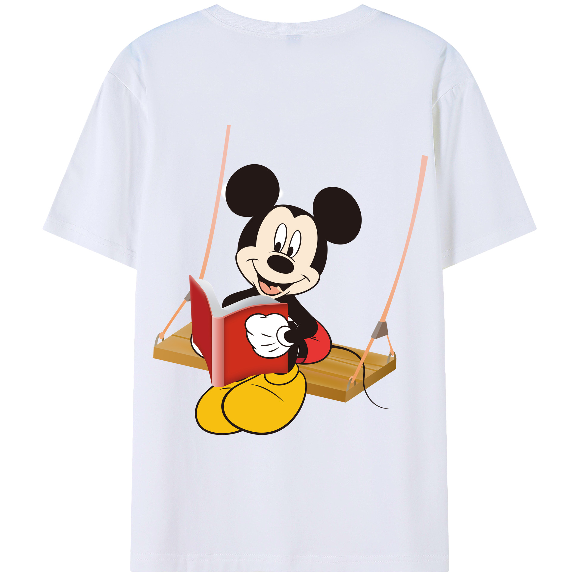 ミッキーマウス Mickey Mouse 綿100％ メンズ半袖Tシャツ（バックプリント） 通気性