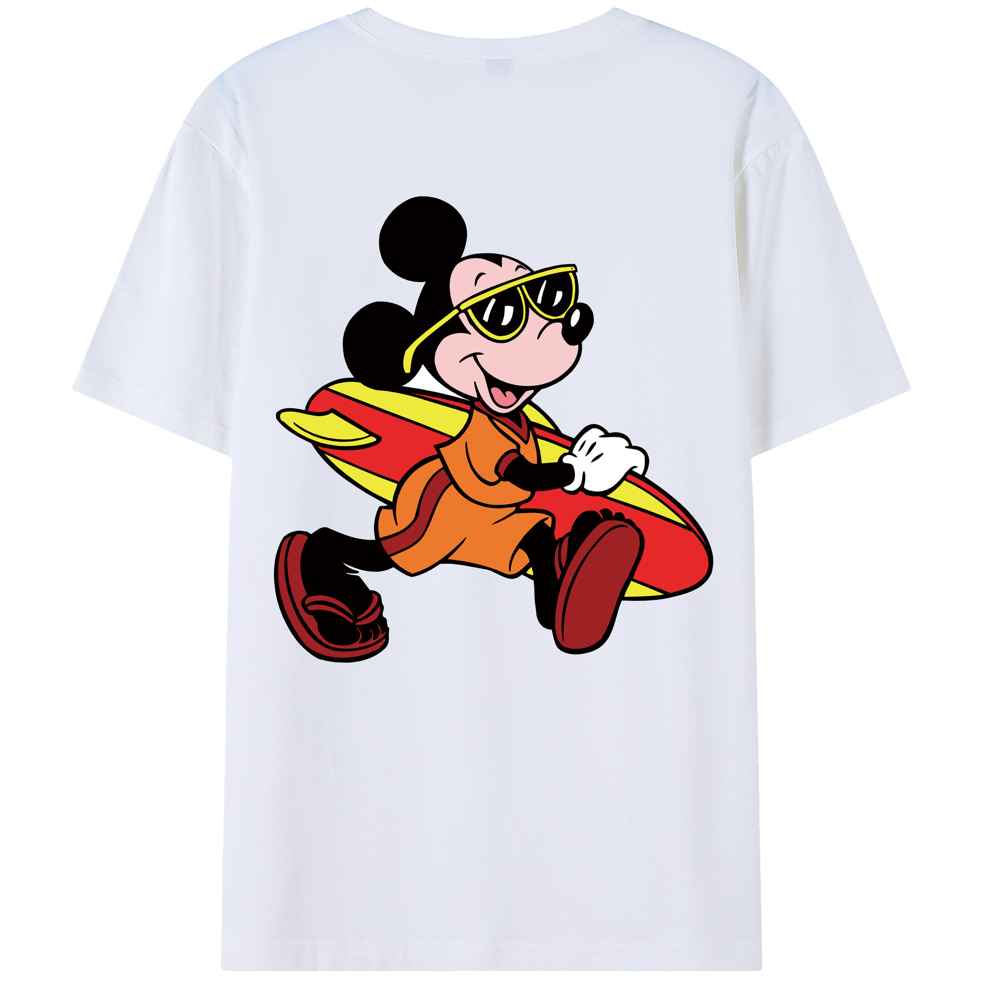 ミッキーマウス Mickey Mouse 綿100％ メンズ半袖Tシャツ（バックプリント） 通気性