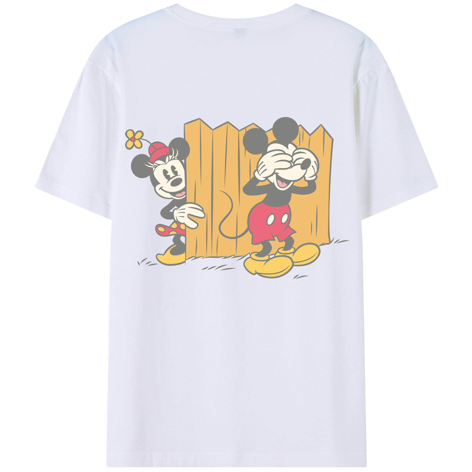 ミッキーマウス Mickey Mouse 綿100％ メンズ半袖Tシャツ（バックプリント） 通気性