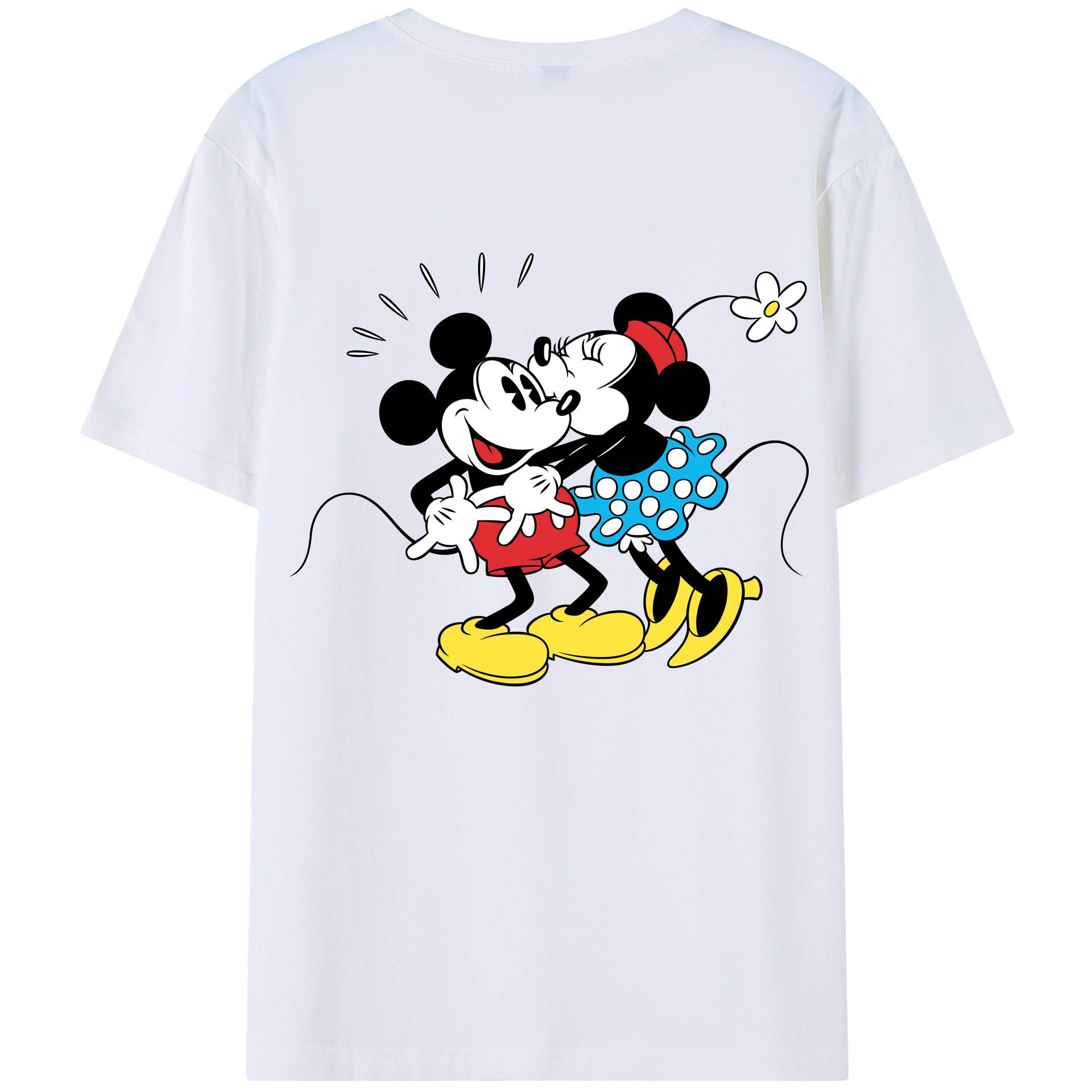 ミッキーマウス Mickey Mouse 綿100％ メンズ半袖Tシャツ（バックプリント） 通気性
