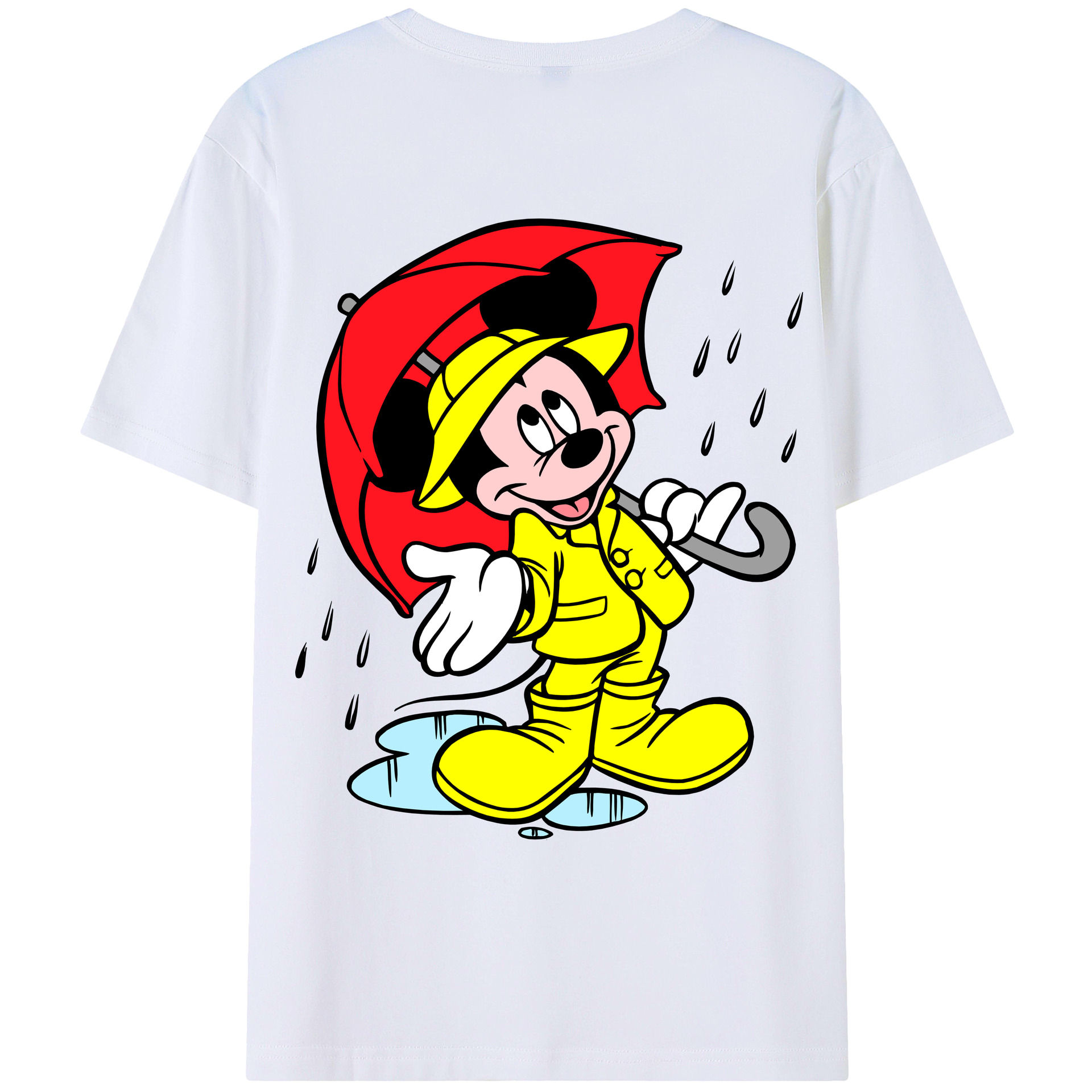 ミッキーマウス Mickey Mouse 綿100％ メンズ半袖Tシャツ（バックプリント） 通気性