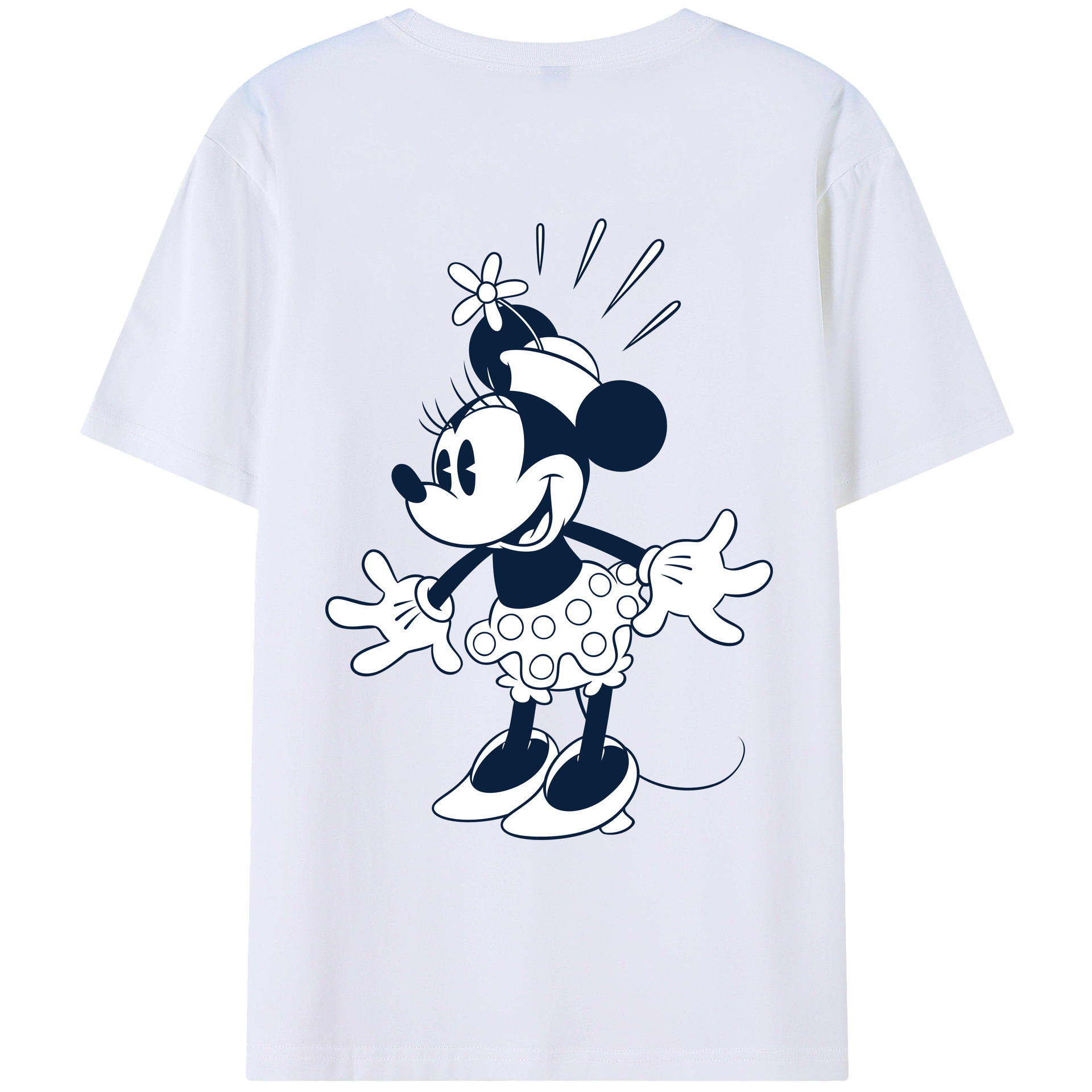 ミッキーマウス Mickey Mouse 綿100％ メンズ半袖Tシャツ（バックプリント） 通気性