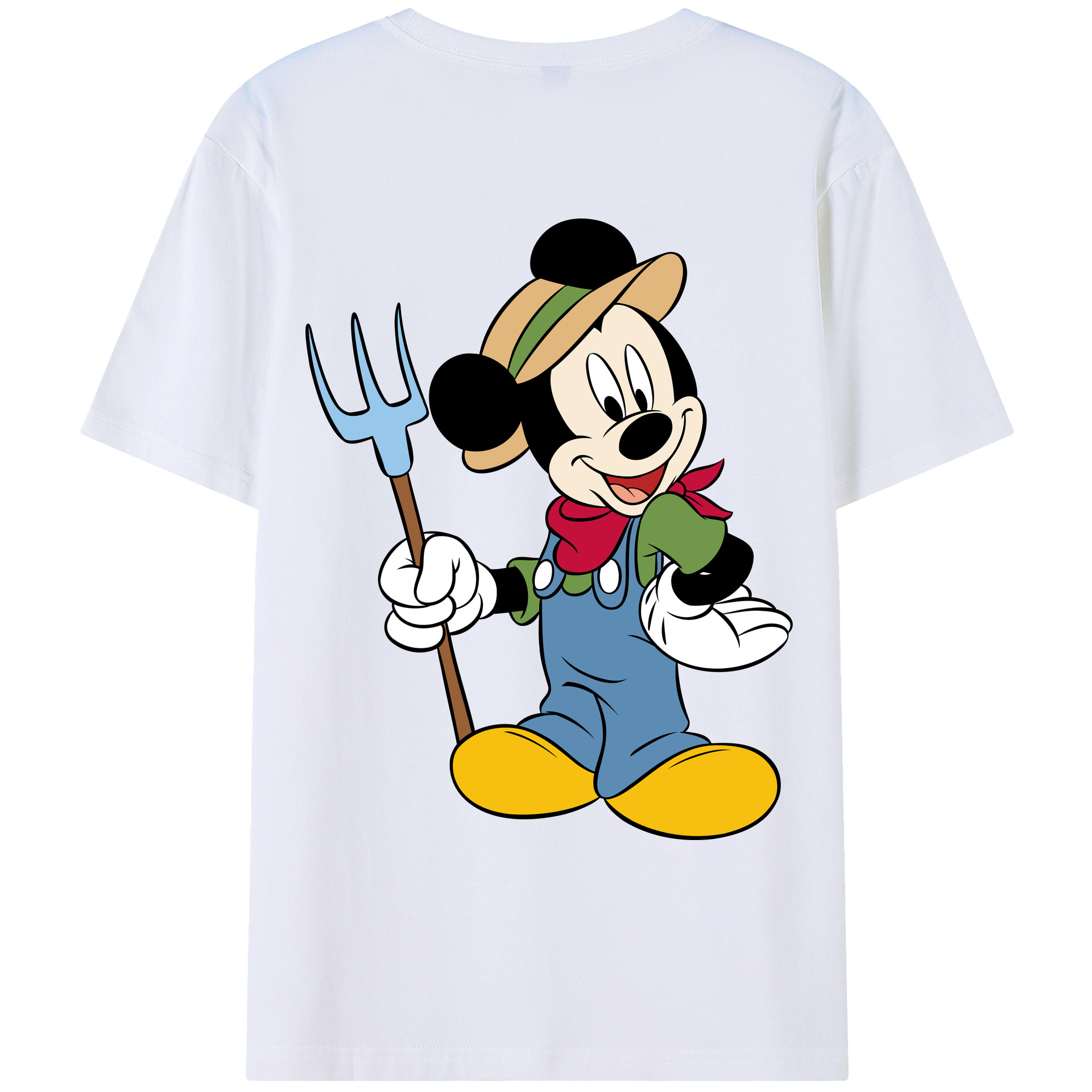 ミッキーマウス Mickey Mouse 綿100％ メンズ半袖Tシャツ（バックプリント） 通気性
