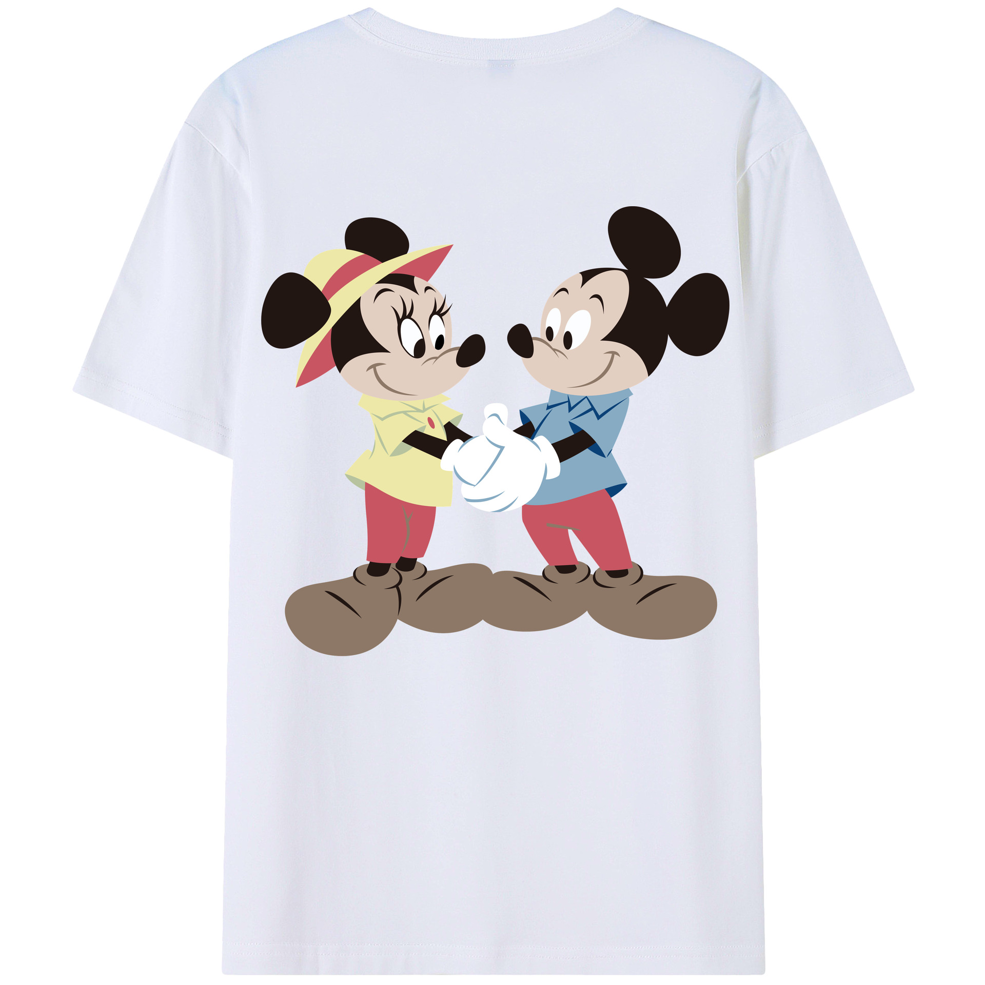 （画像用） ミッキーマウス Mickey Mouse 綿100％ メンズ半袖Tシャツ（バックプリント） 通気性