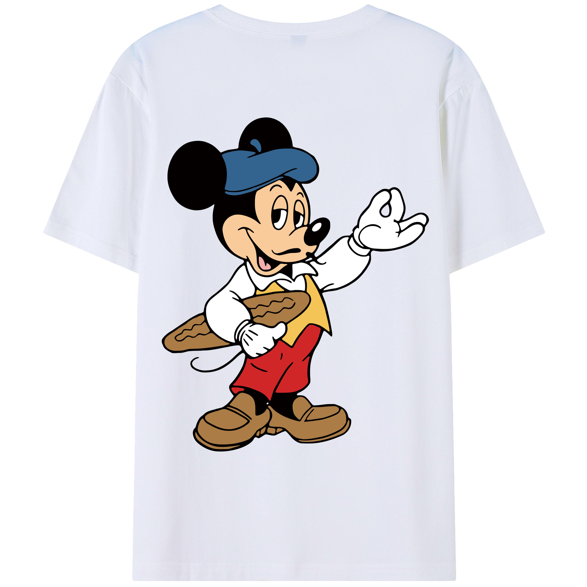 ミッキーマウス Mickey Mouse 綿100％ メンズ半袖Tシャツ（バックプリント） 通気性