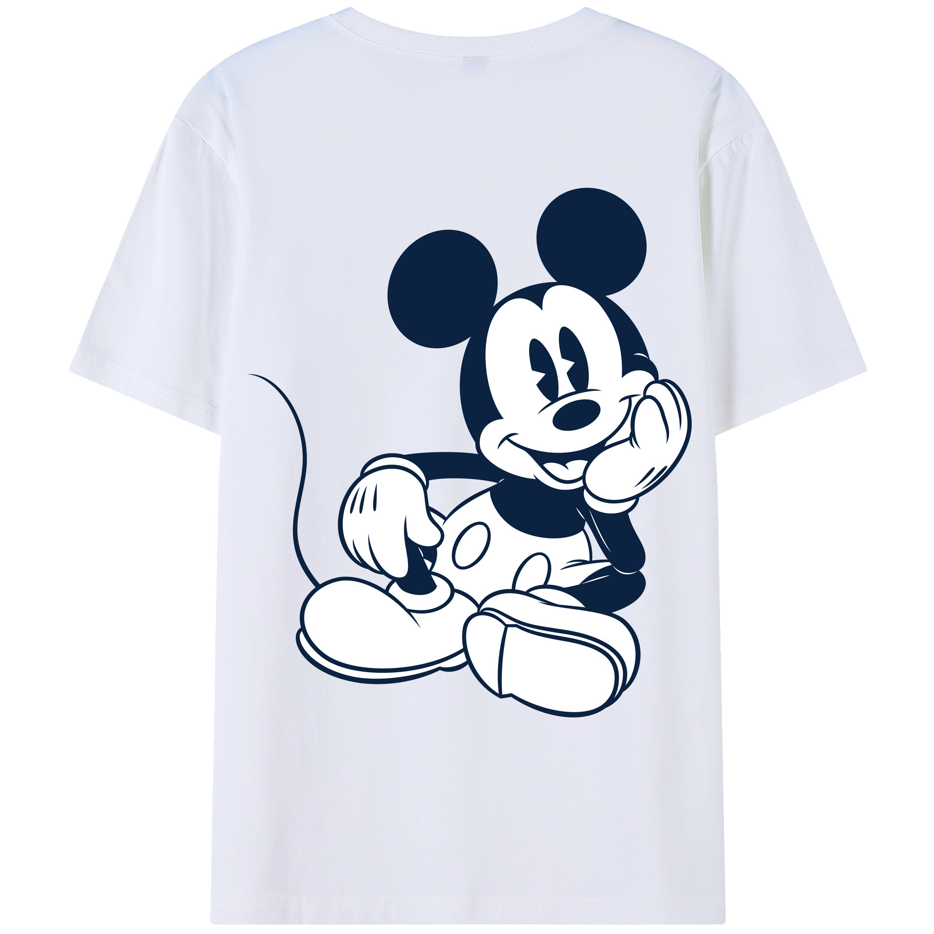 ミッキーマウス Mickey Mouse 綿100％ メンズ半袖Tシャツ（バックプリント） 通気性