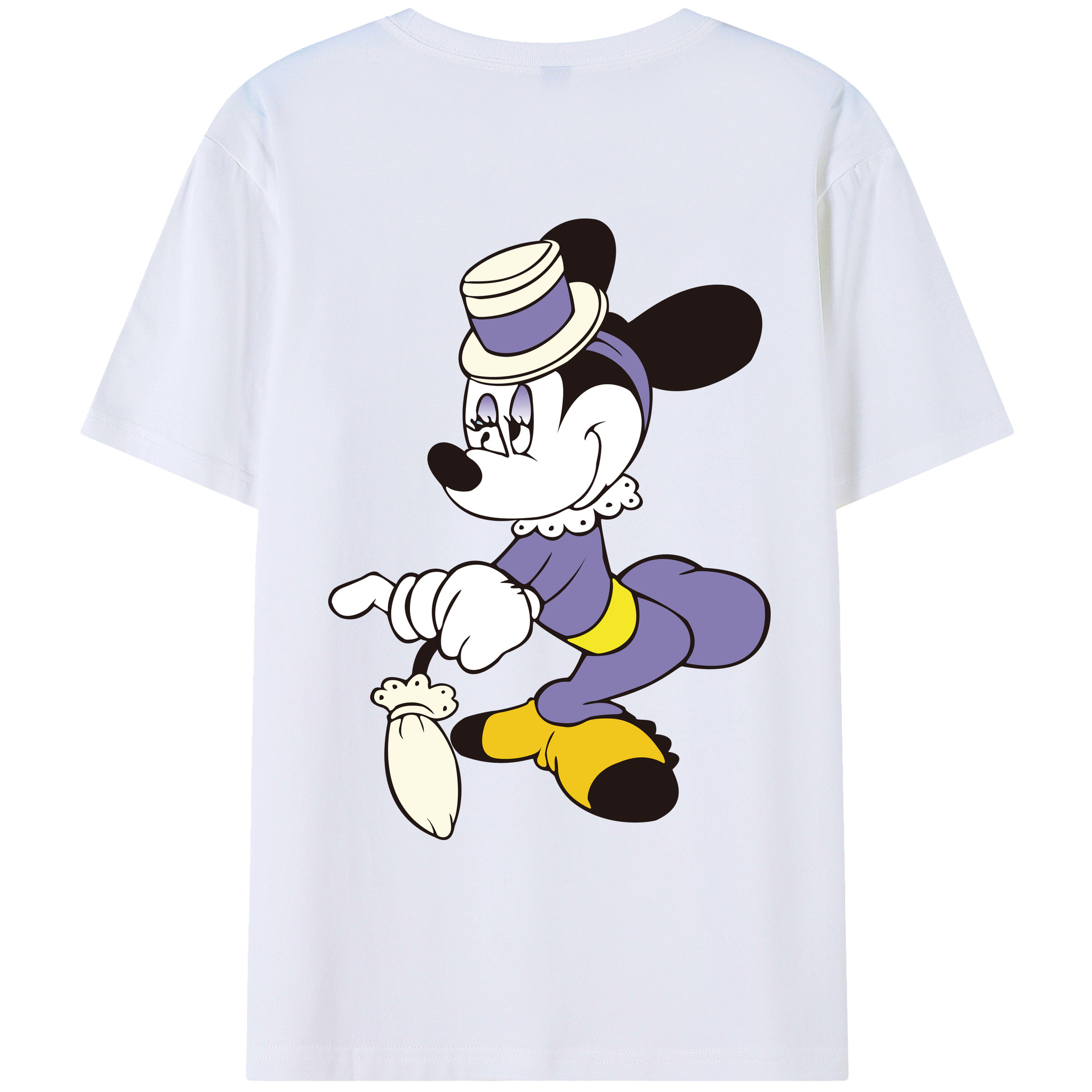 ミッキーマウス Mickey Mouse 綿100％ メンズ半袖Tシャツ（バックプリント） 通気性