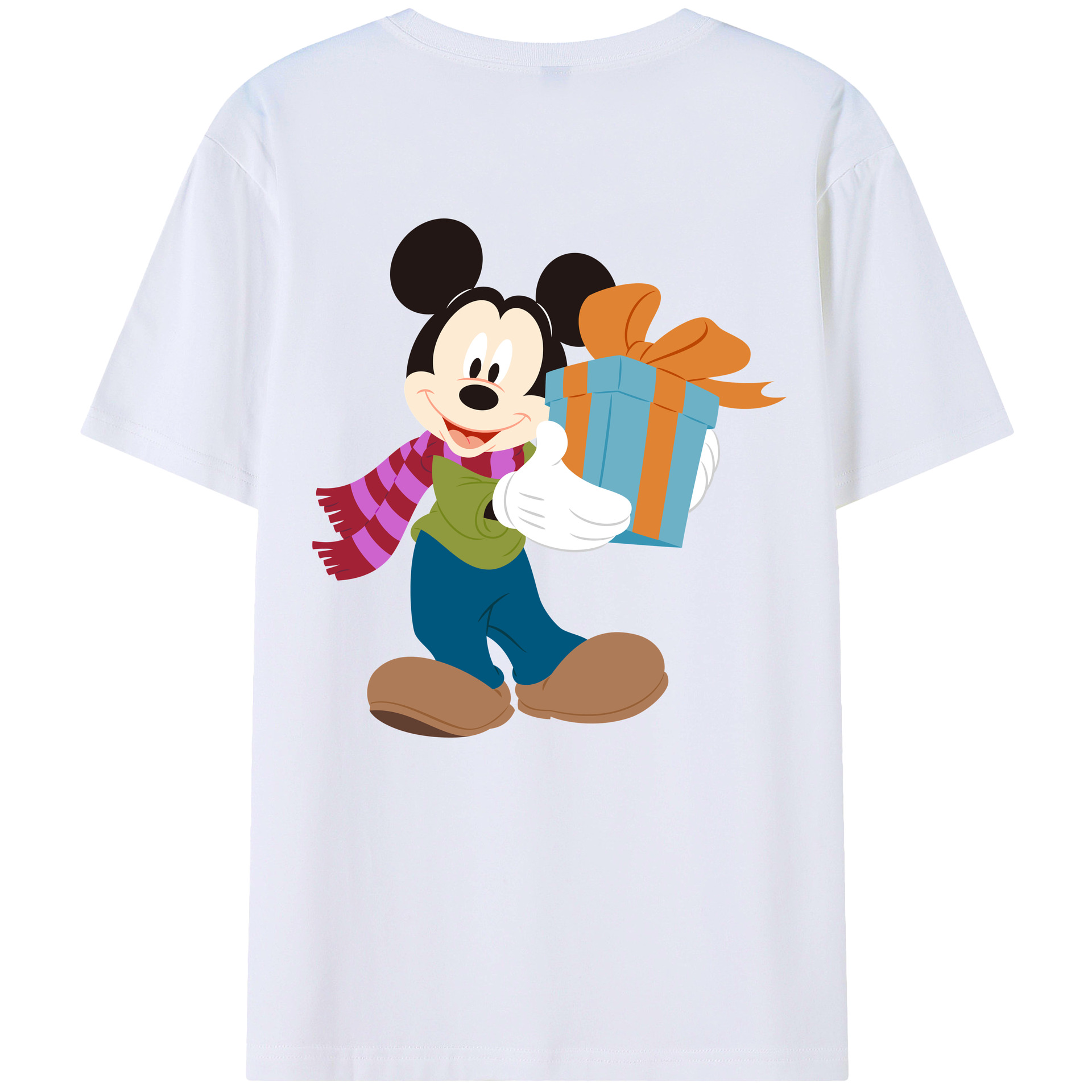 ミッキーマウス Mickey Mouse 綿100％ メンズ半袖Tシャツ（バックプリント） 通気性