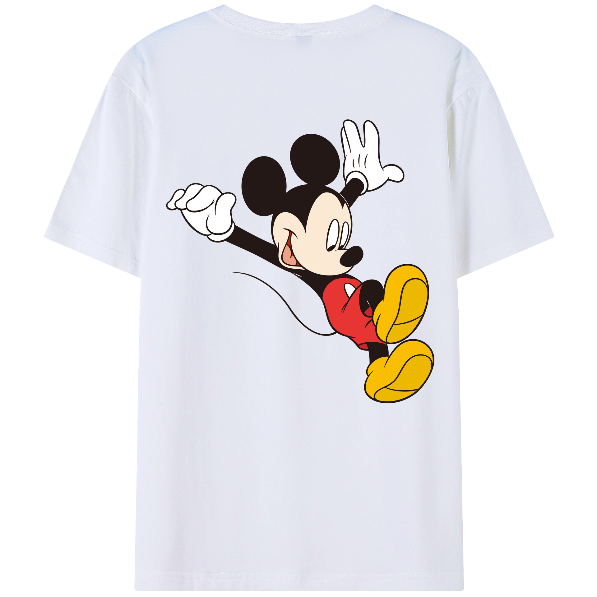 ミッキーマウス Mickey Mouse 綿100％ メンズ半袖Tシャツ（バックプリント） 通気性