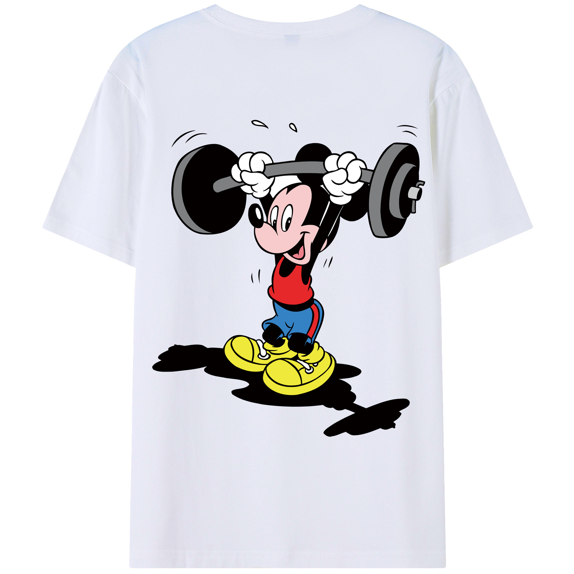ミッキーマウス Mickey Mouse 綿100％ メンズ半袖Tシャツ（バックプリント） 通気性