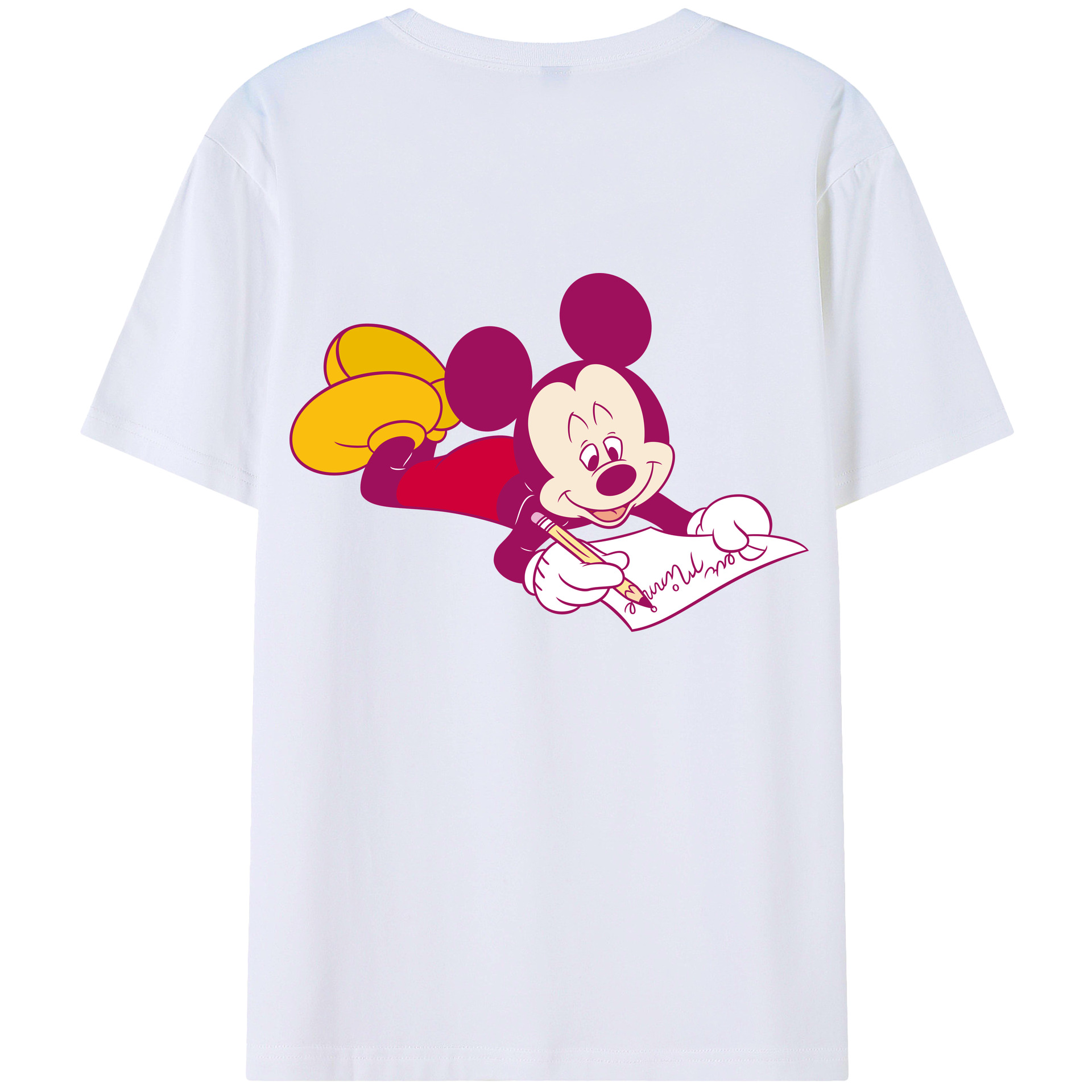 ミッキーマウス Mickey Mouse 綿100％ メンズ半袖Tシャツ（バックプリント） 通気性