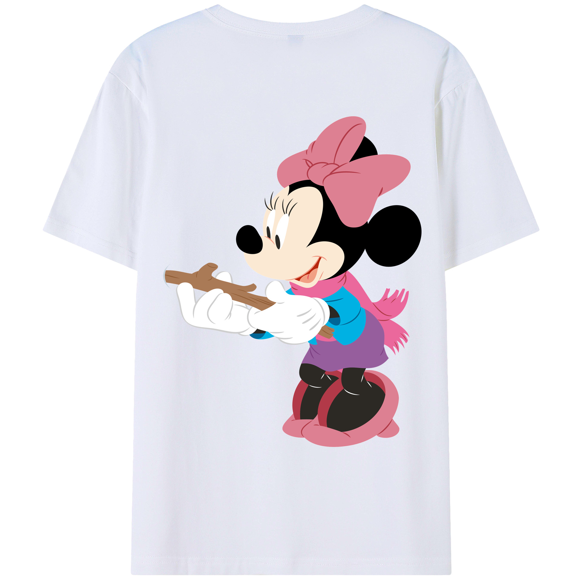 ミッキーマウス Mickey Mouse 綿100％ メンズ半袖Tシャツ（バックプリント） 通気性