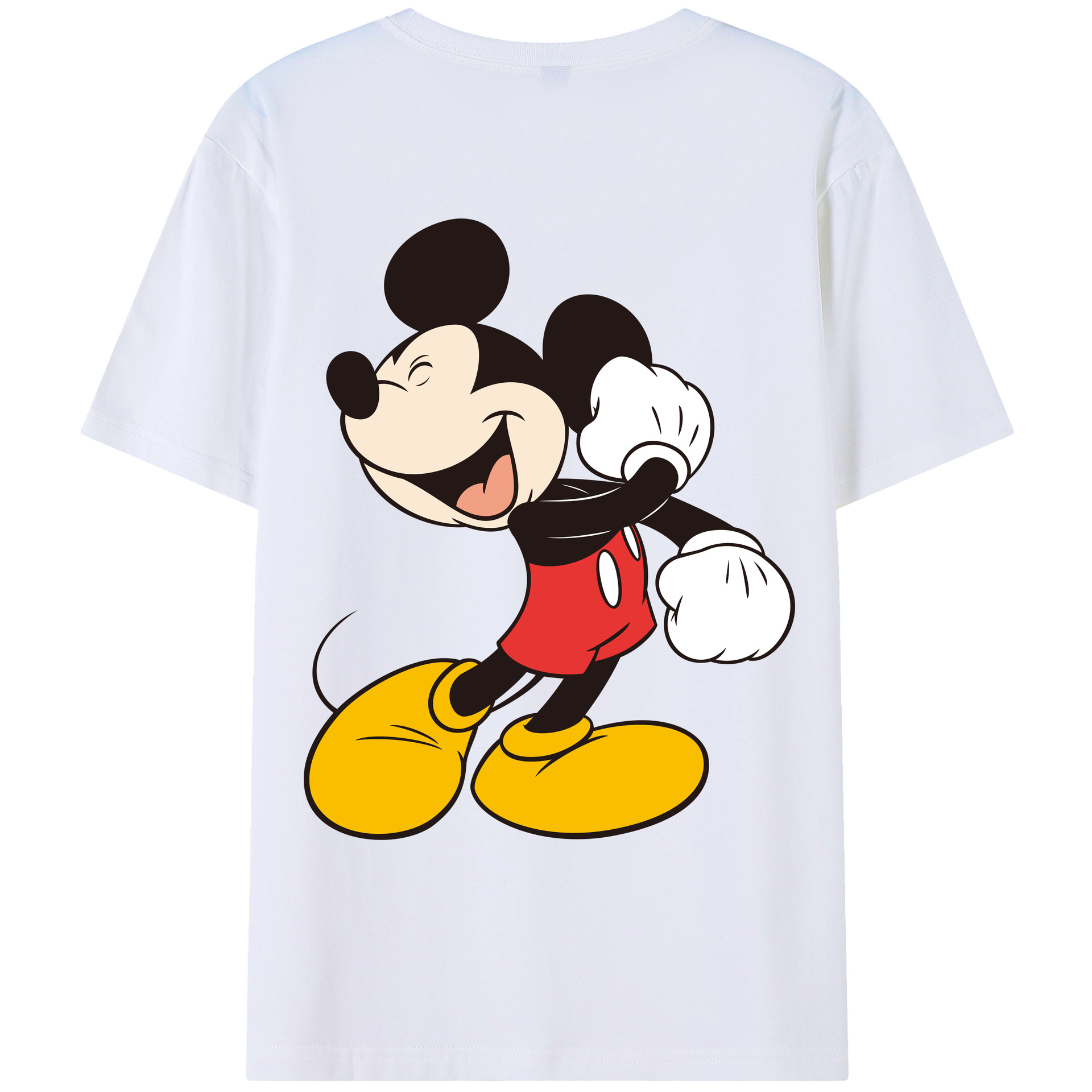 ミッキーマウス Mickey Mouse 綿100％ メンズ半袖Tシャツ（バックプリント） 通気性