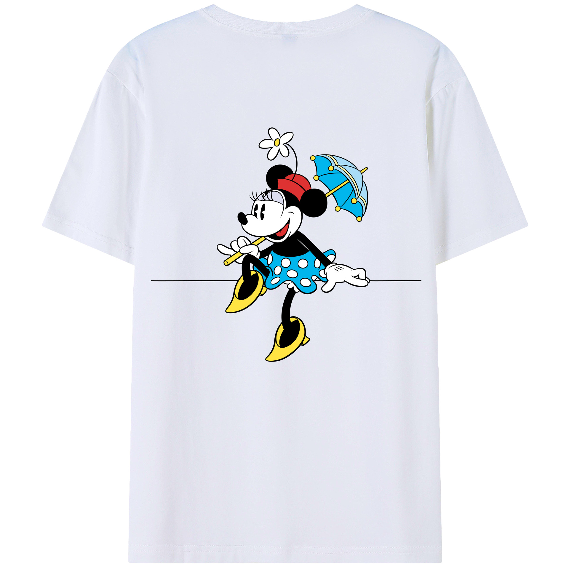 ミッキーマウス Mickey Mouse 綿100％ メンズ半袖Tシャツ（バックプリント） 通気性