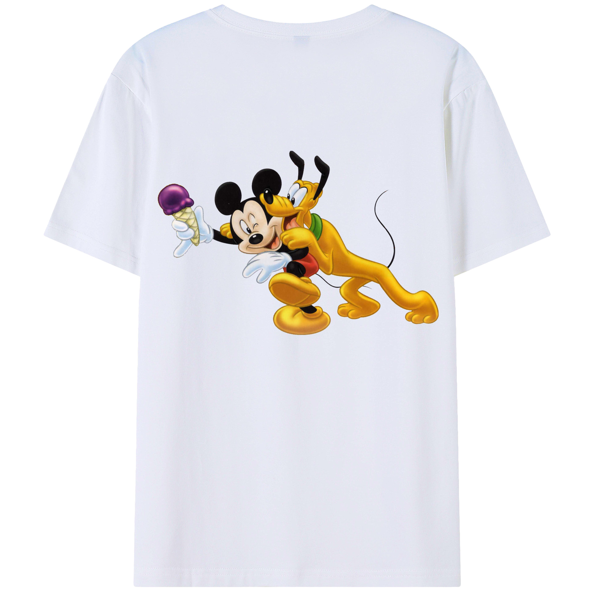 ミッキーマウス Mickey Mouse 綿100％ メンズ半袖Tシャツ（バックプリント） 通気性