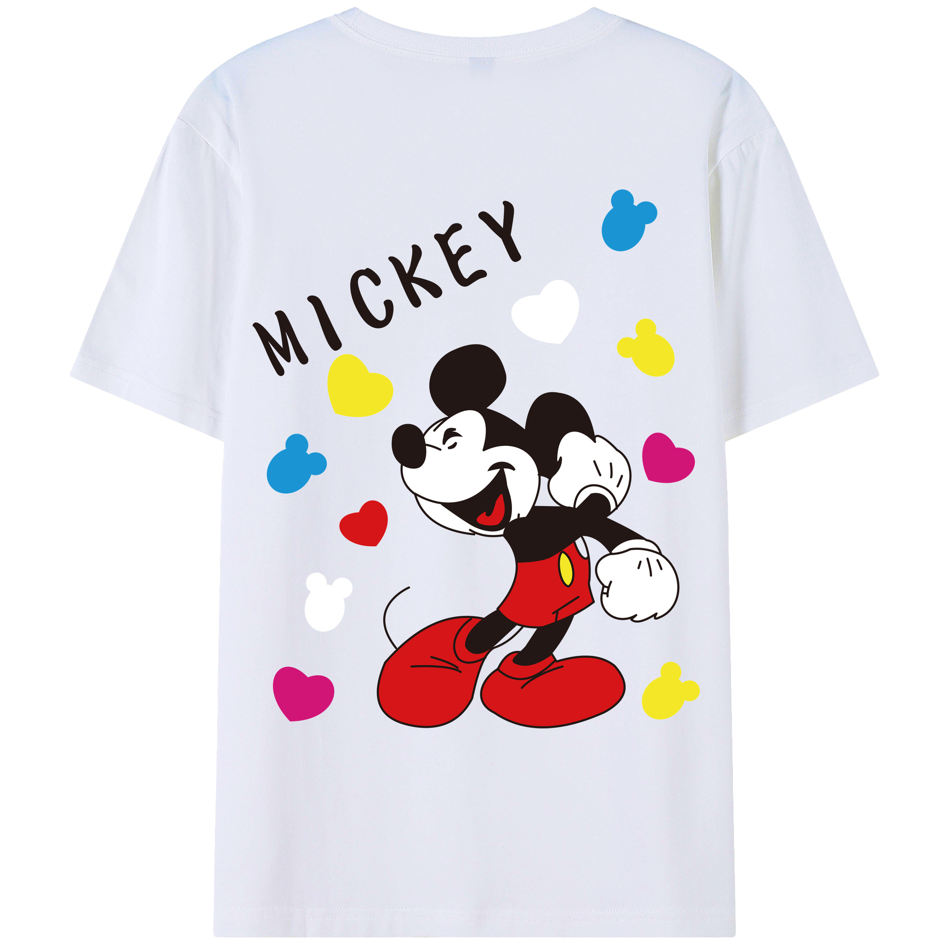 ミッキーマウス Mickey Mouse 綿100％ メンズ半袖Tシャツ（バックプリント） 通気性