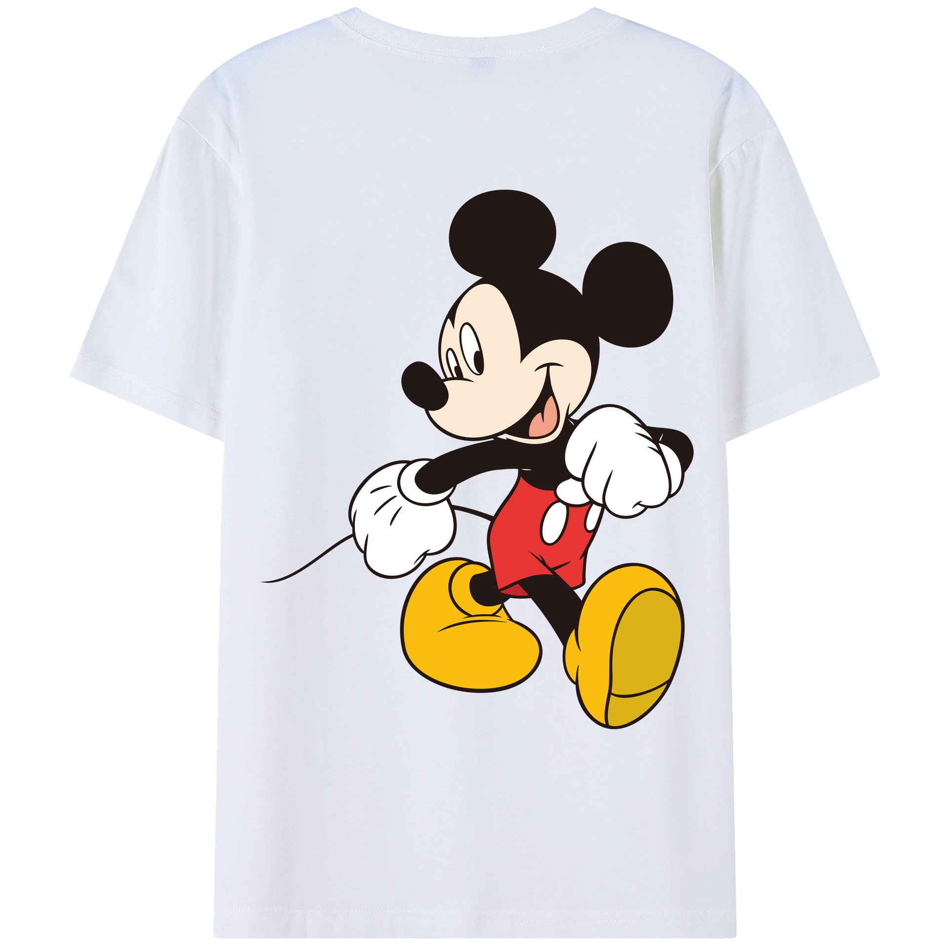 ミッキーマウス Mickey Mouse 綿100％ メンズ半袖Tシャツ（バックプリント） 通気性