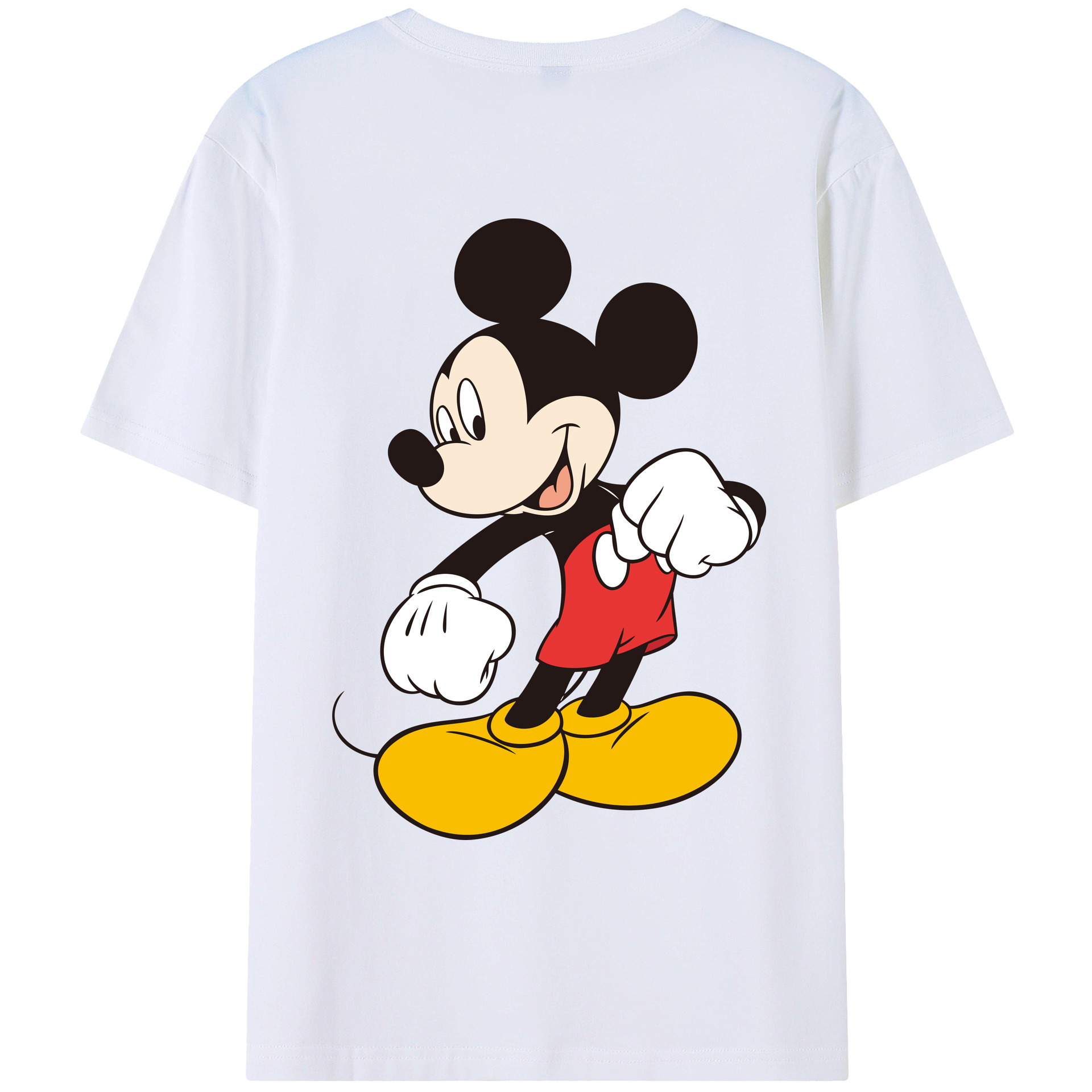 ミッキーマウス Mickey Mouse 綿100％ メンズ半袖Tシャツ（バックプリント） 通気性