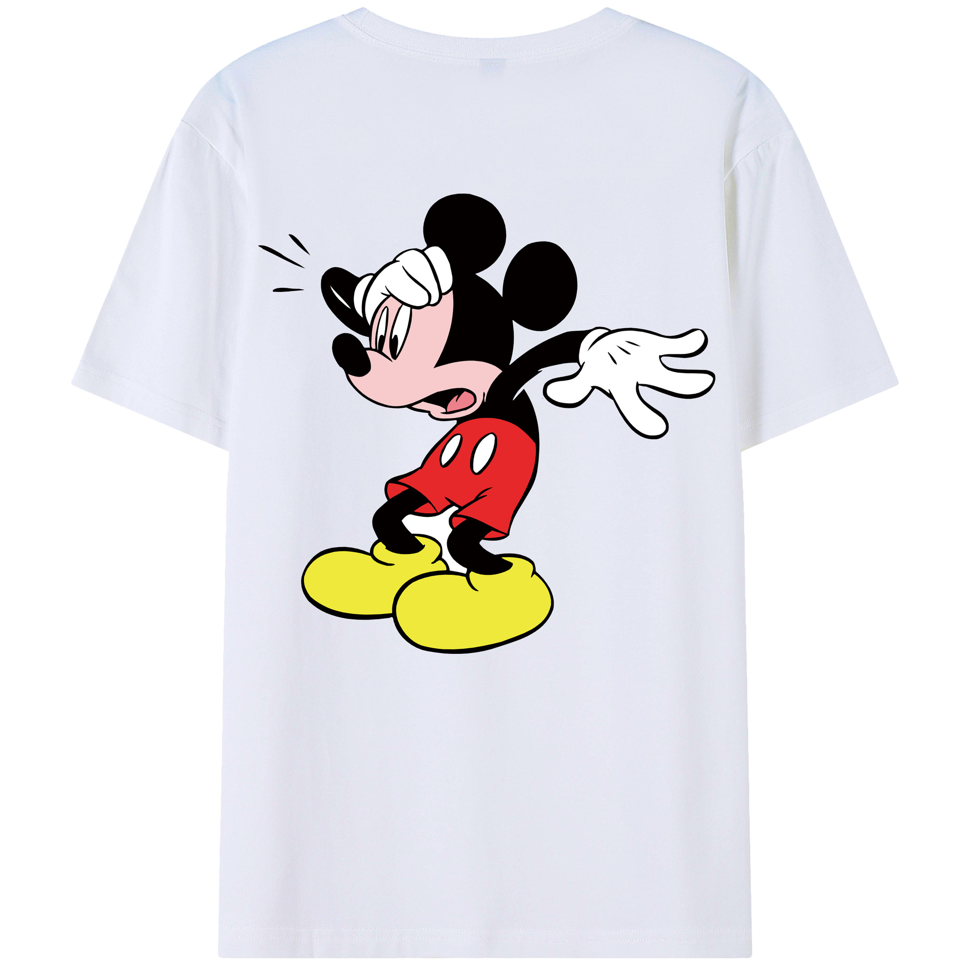 ミッキーマウス Mickey Mouse 綿100％ メンズ半袖Tシャツ（バックプリント） 通気性
