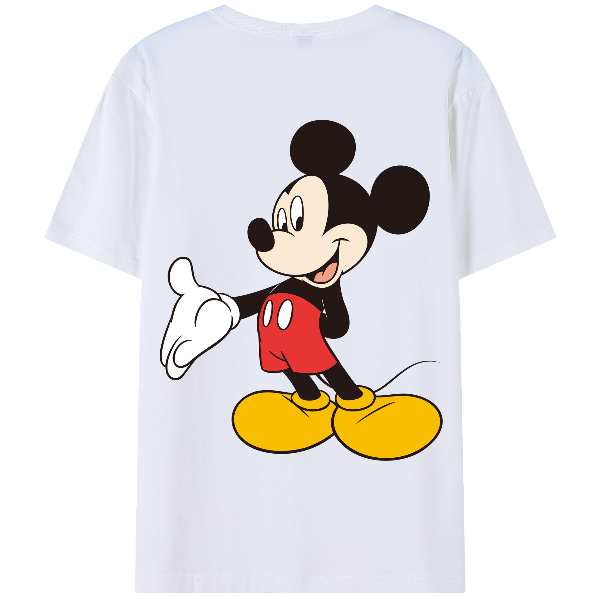 ミッキーマウス Mickey Mouse 綿100％ メンズ半袖Tシャツ（バックプリント） 通気性