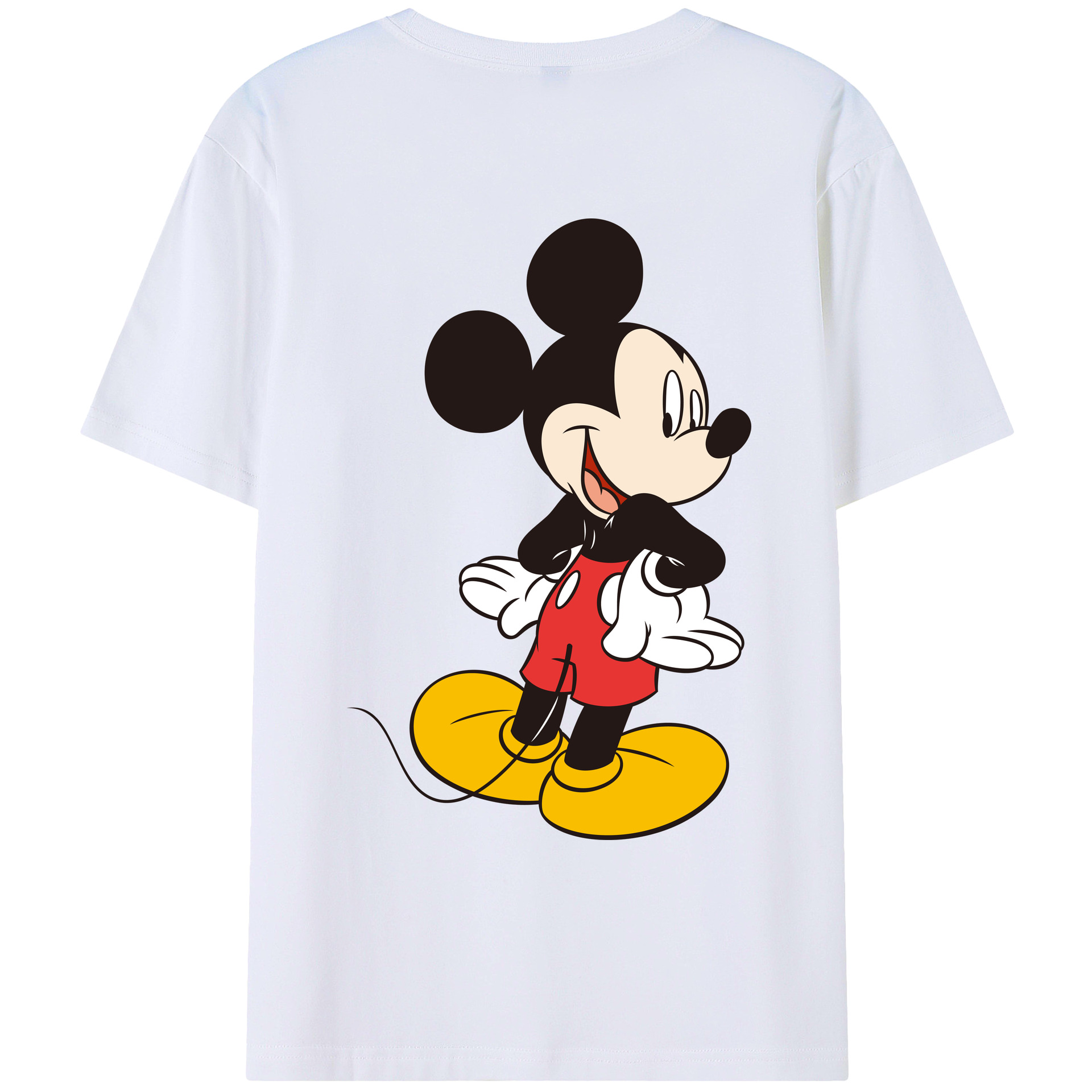 ミッキーマウス Mickey Mouse 綿100％ メンズ半袖Tシャツ（バックプリント） 通気性