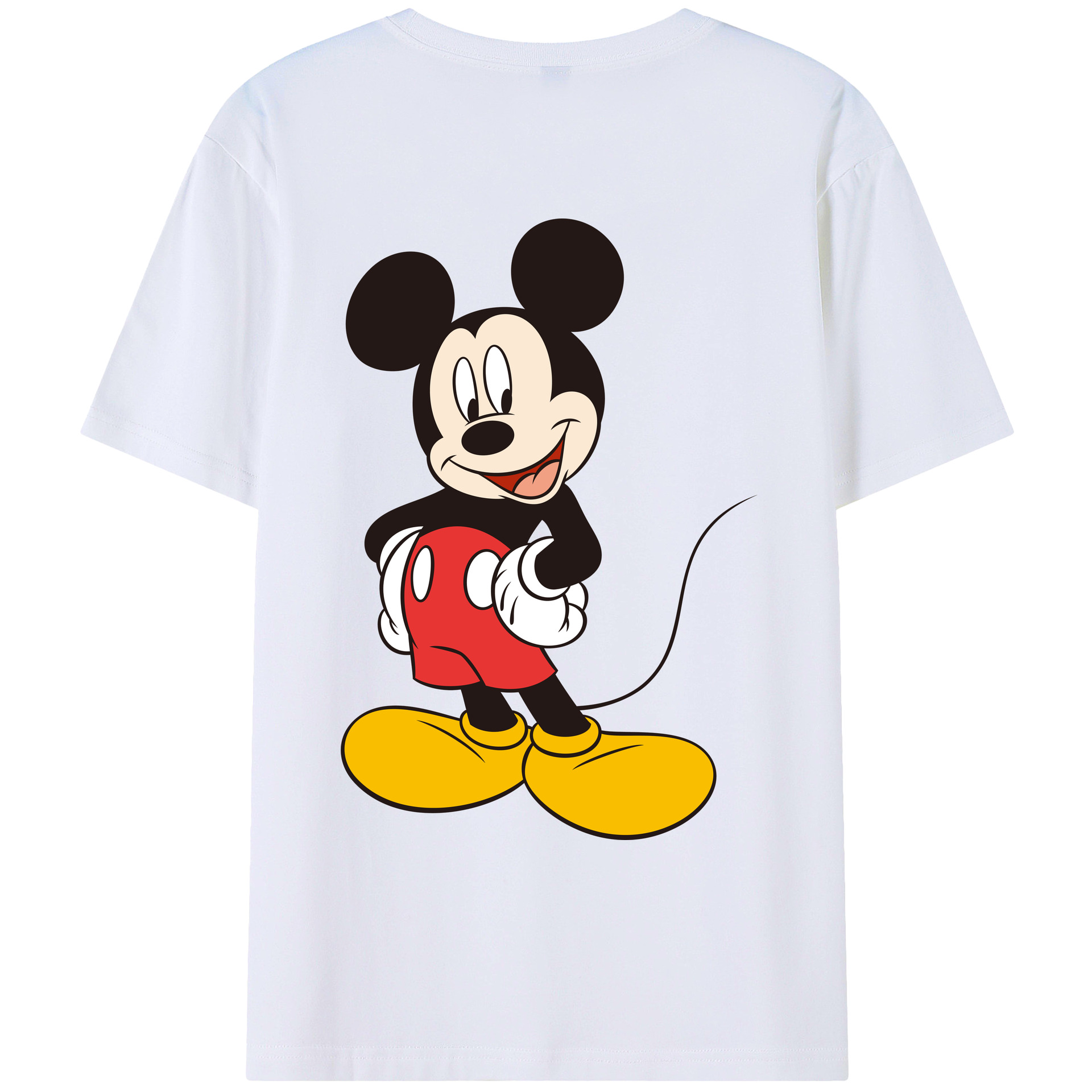 ミッキーマウス Mickey Mouse 綿100％ メンズ半袖Tシャツ（バックプリント） 通気性