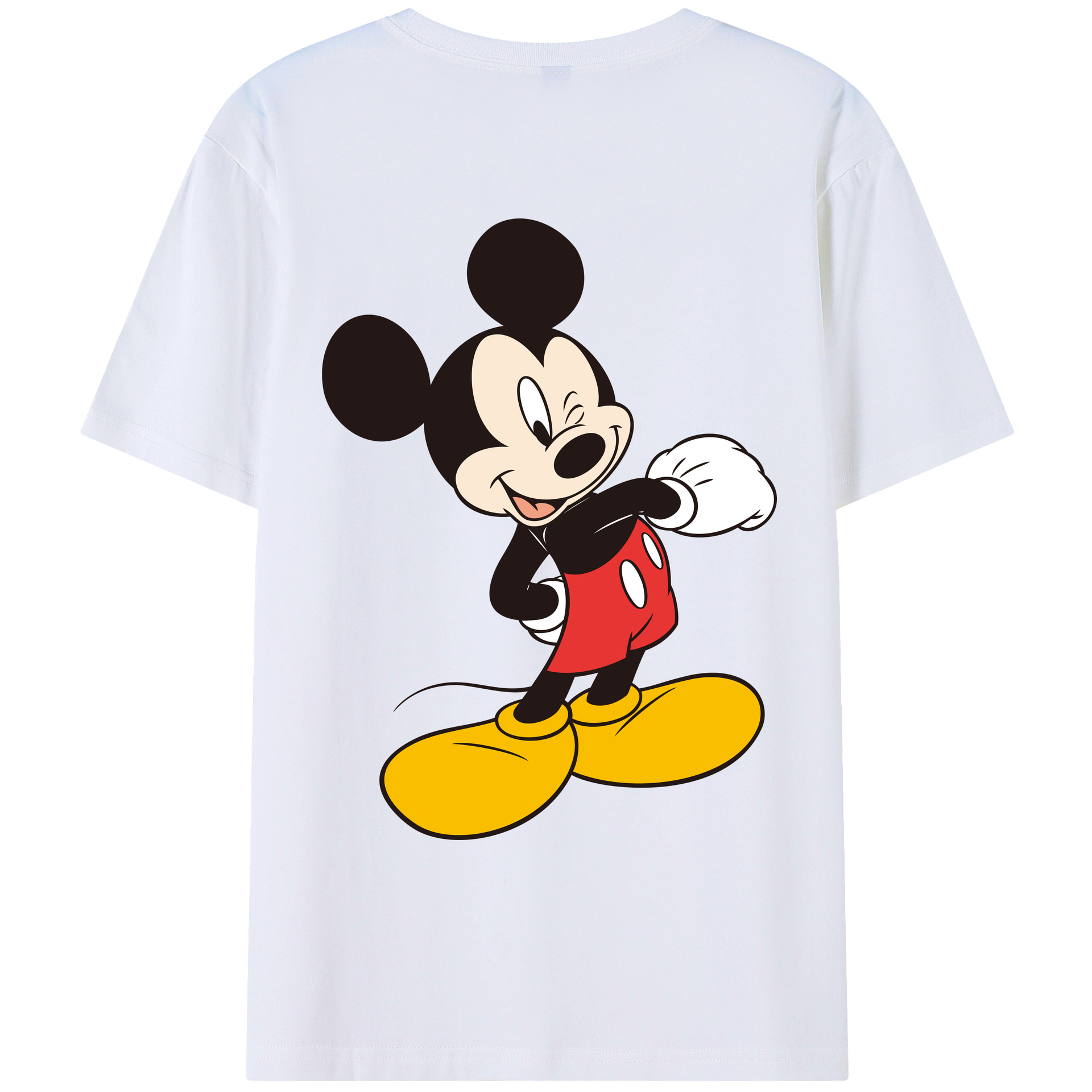 ミッキーマウス Mickey Mouse 綿100％ メンズ半袖Tシャツ（バックプリント） 通気性