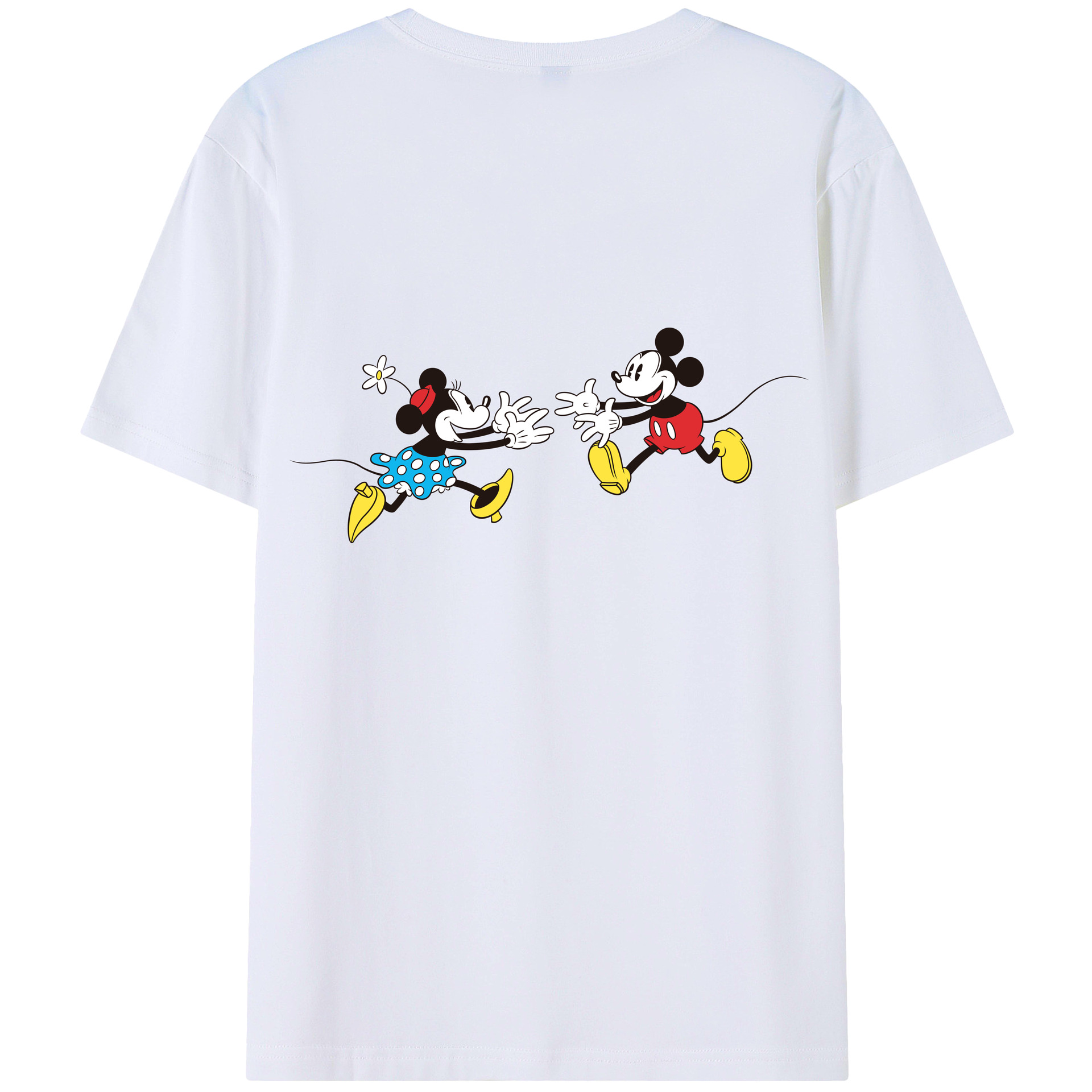 ミッキーマウス Mickey Mouse 綿100％ メンズ半袖Tシャツ（バックプリント） 通気性