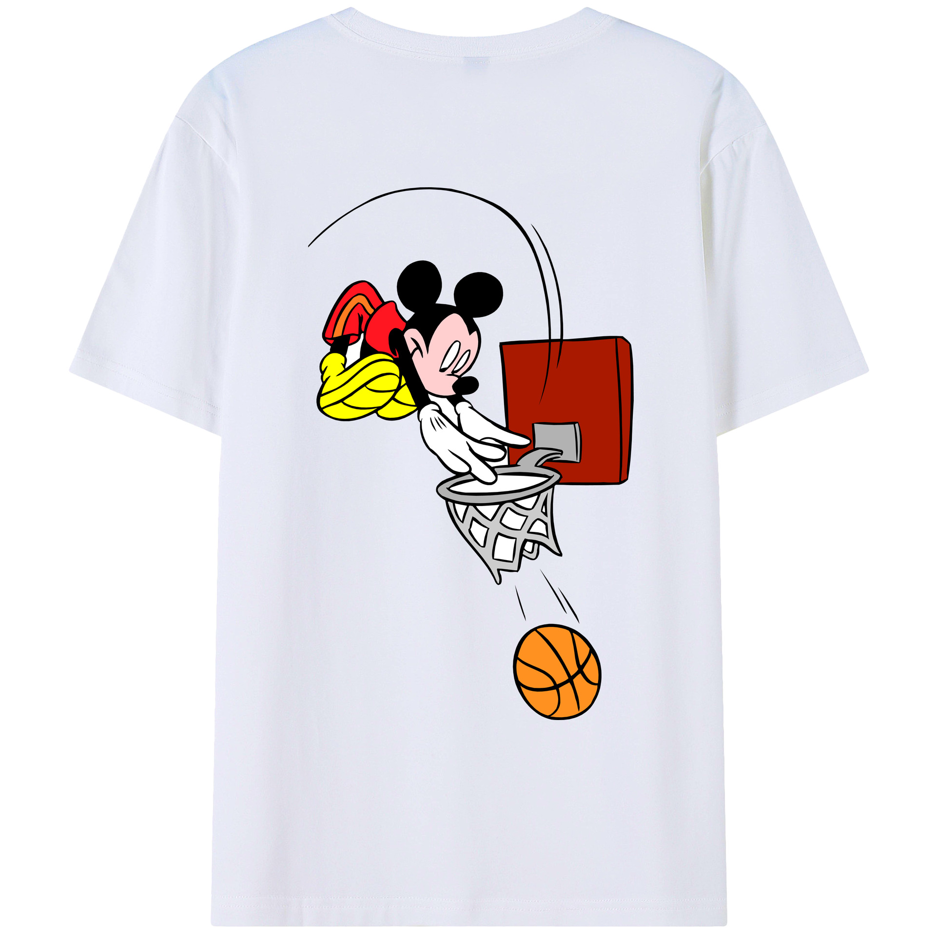 ミッキーマウス Mickey Mouse 綿100％ メンズ半袖Tシャツ（バックプリント） 通気性