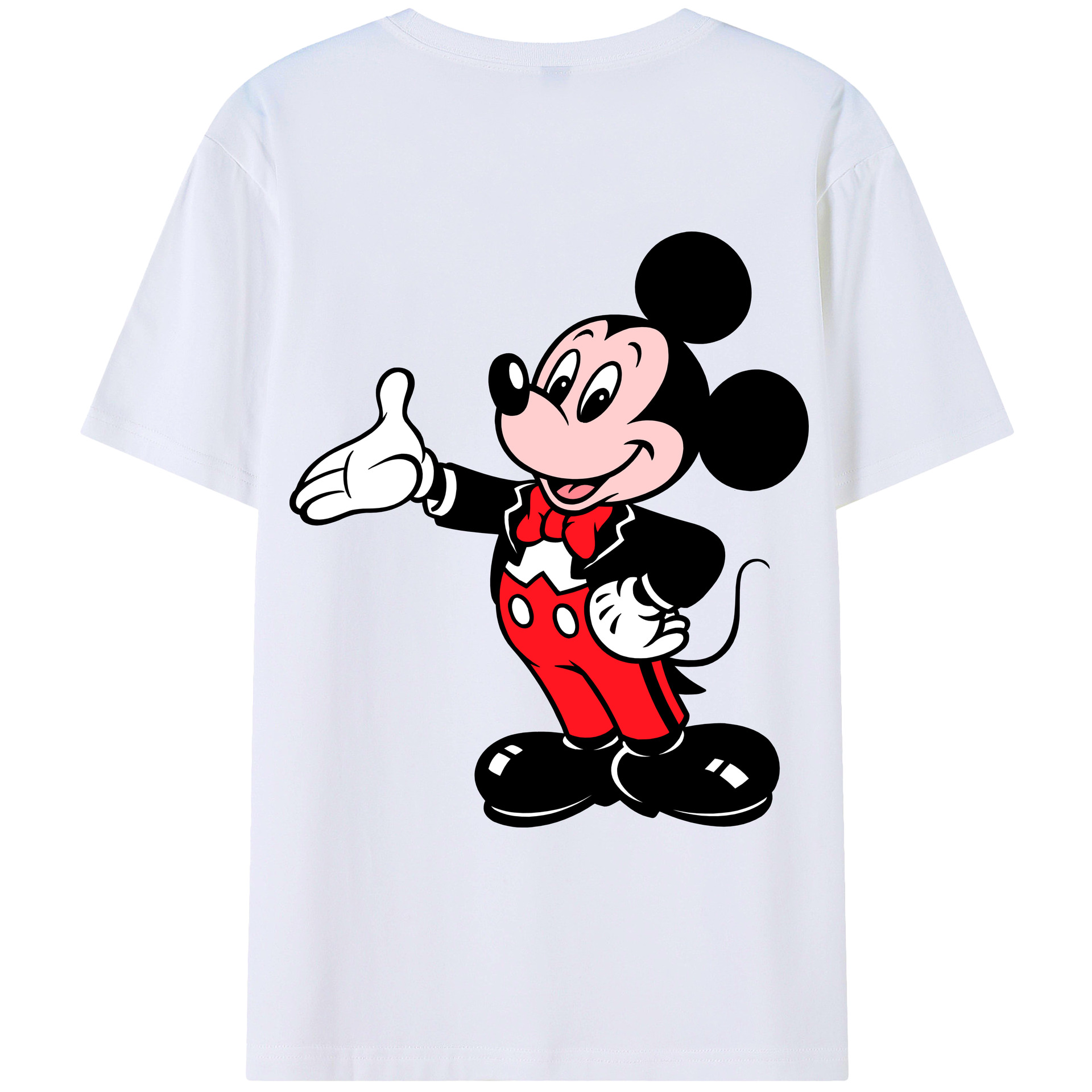 ミッキーマウス Mickey Mouse 綿100％ メンズ半袖Tシャツ（バックプリント） 通気性