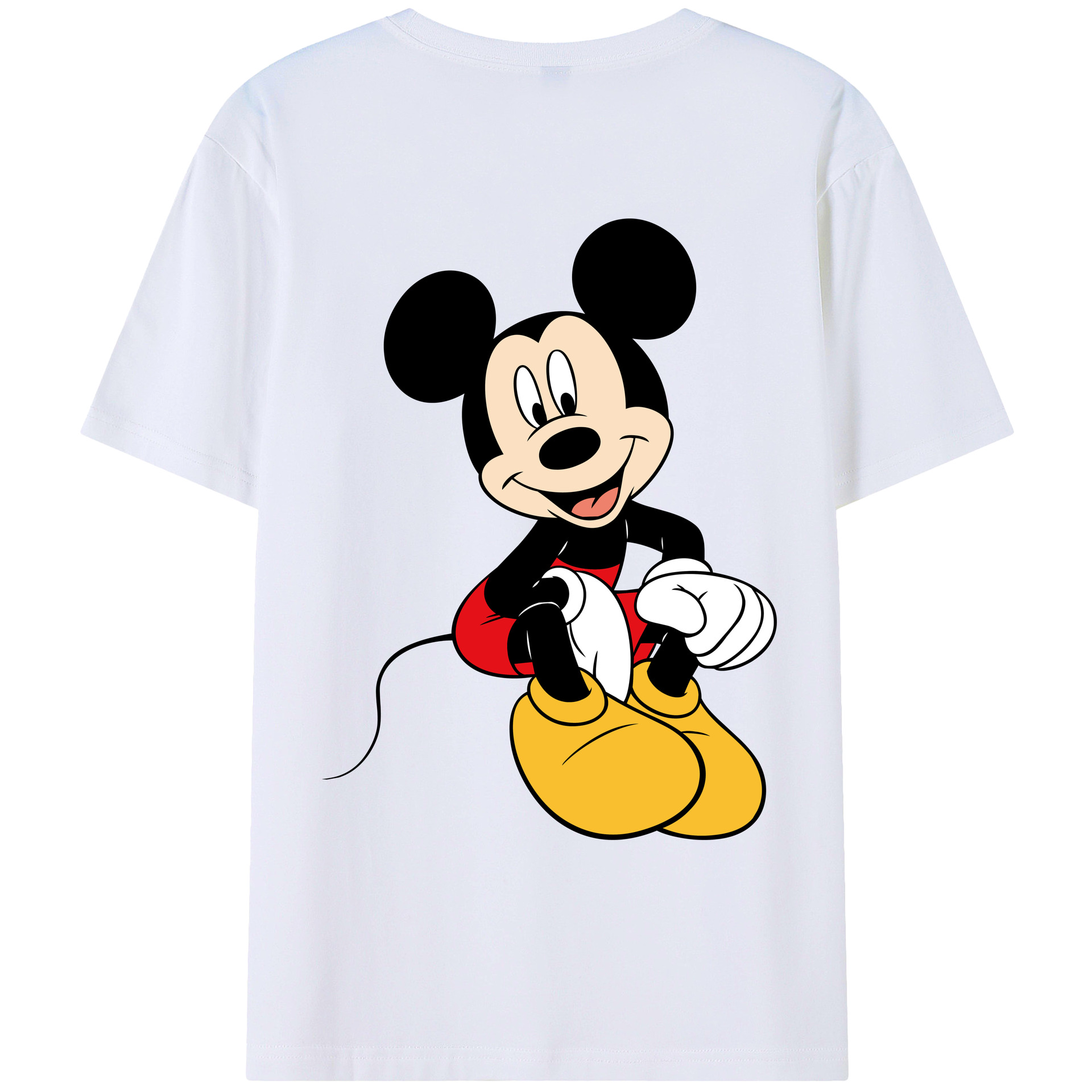ミッキーマウス Mickey Mouse 綿100％ メンズ半袖Tシャツ（バックプリント） 通気性