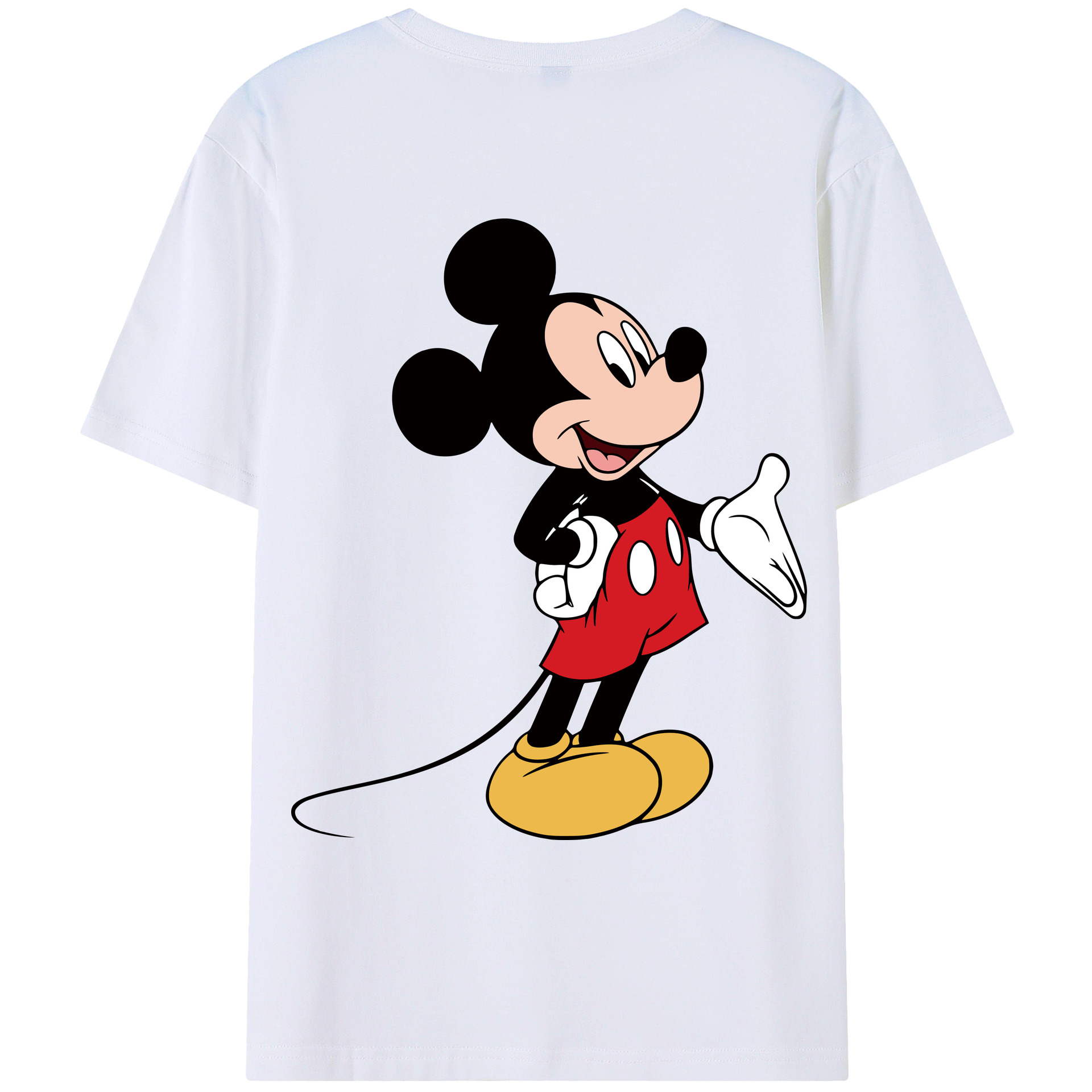 ミッキーマウス Mickey Mouse 綿100％ メンズ半袖Tシャツ（バックプリント） 通気性