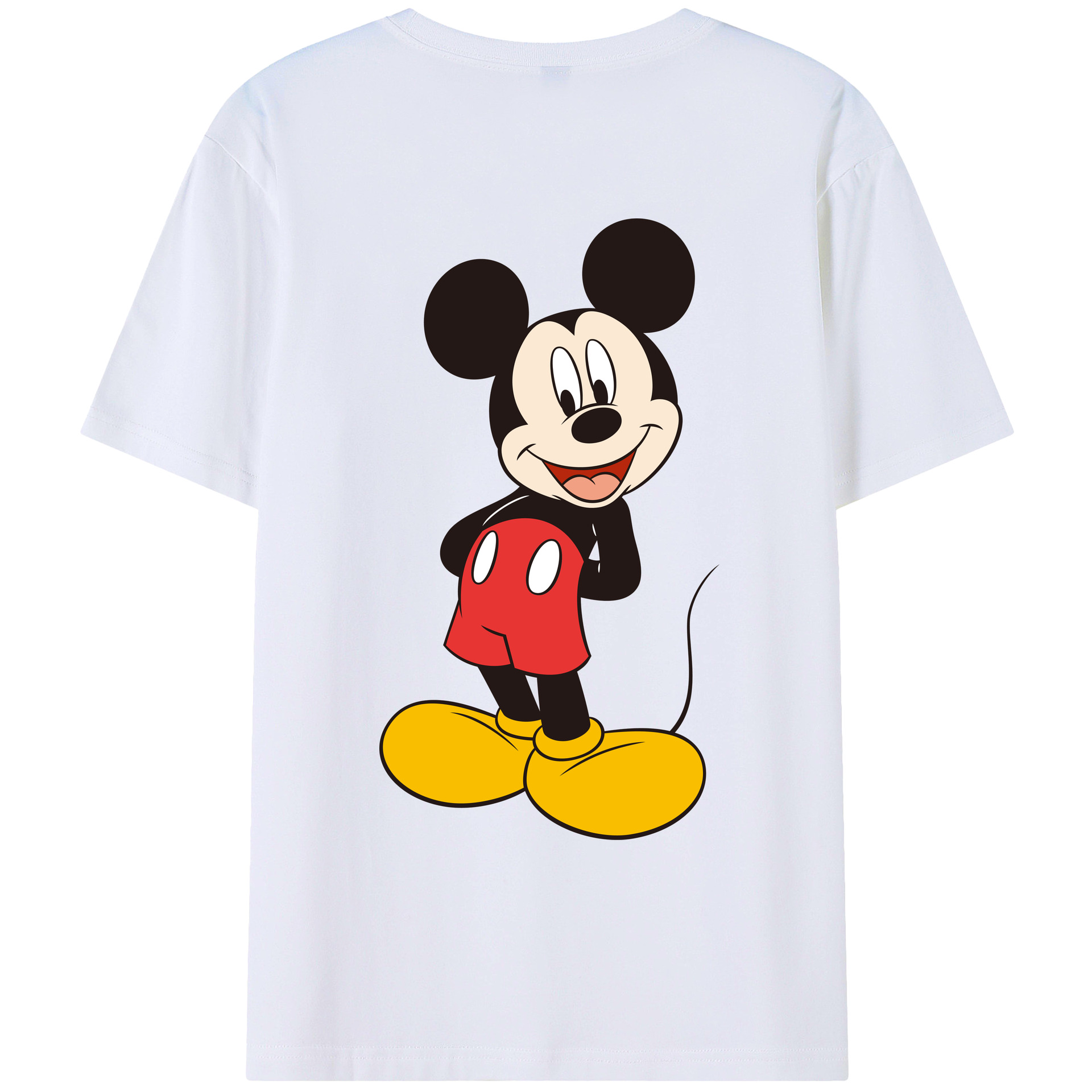 ミッキーマウス Mickey Mouse 綿100％ メンズ半袖Tシャツ（バックプリント） 通気性