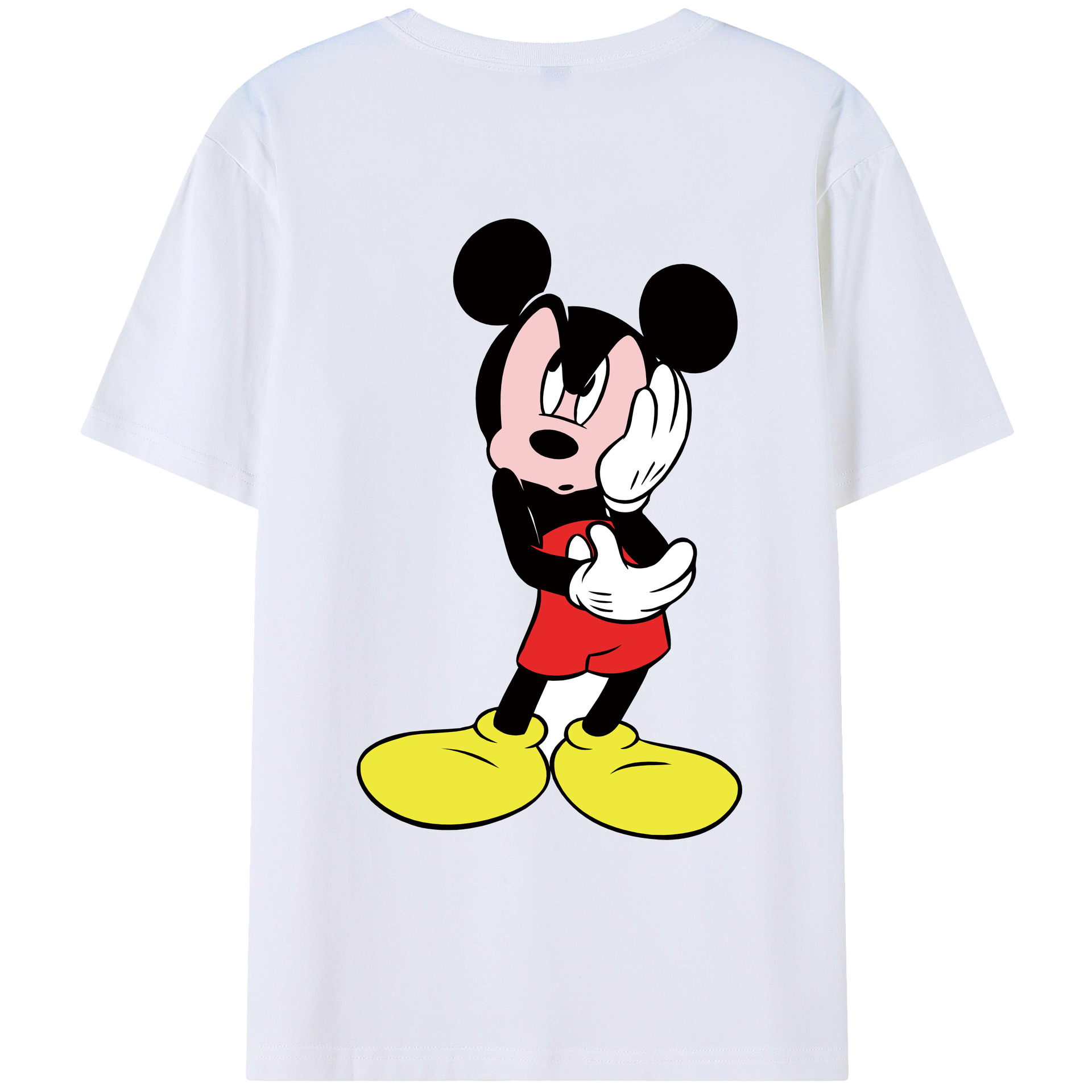 ミッキーマウス Mickey Mouse 綿100％ メンズ半袖Tシャツ（バックプリント） 通気性