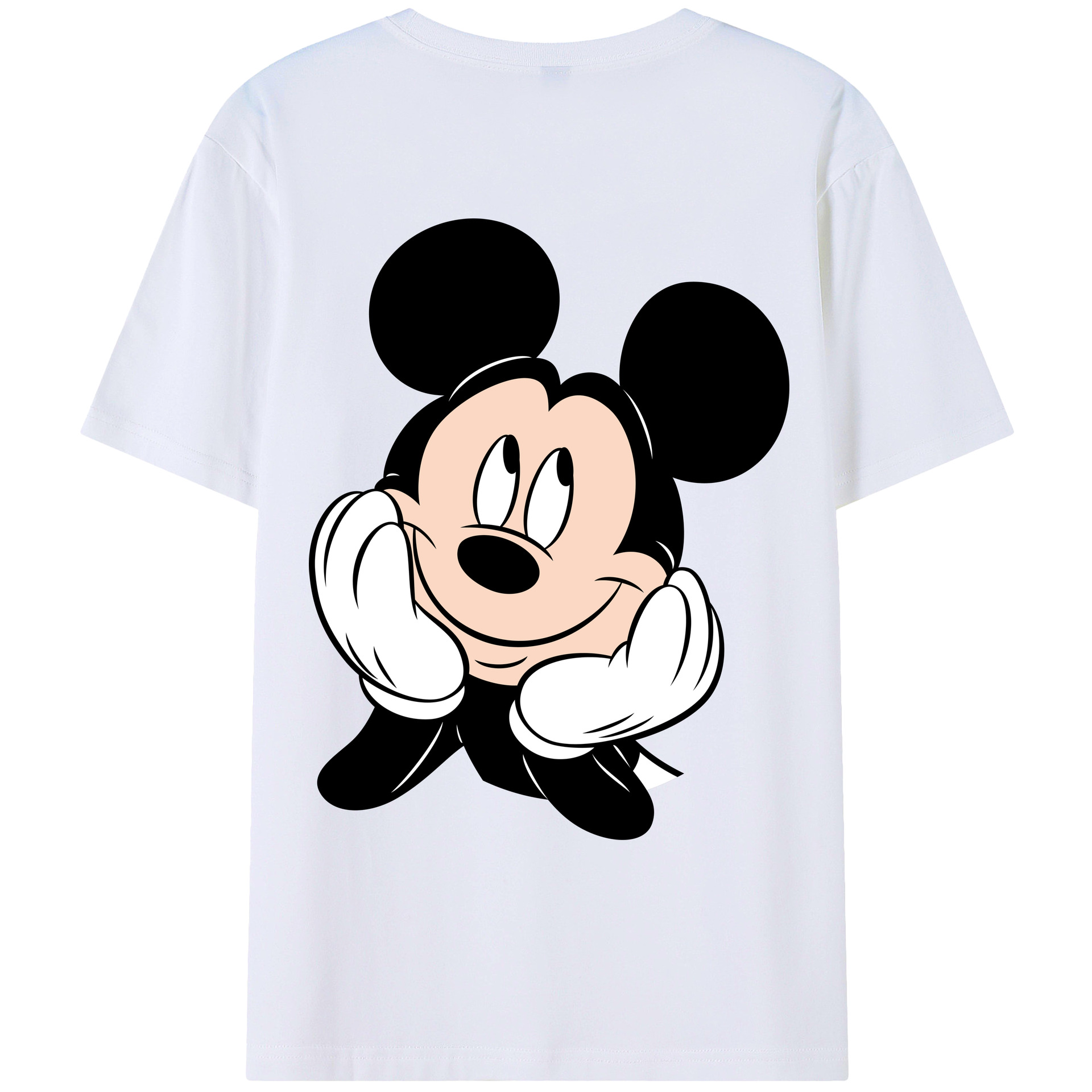 ミッキーマウス Mickey Mouse 綿100％ メンズ半袖Tシャツ（バックプリント） 通気性