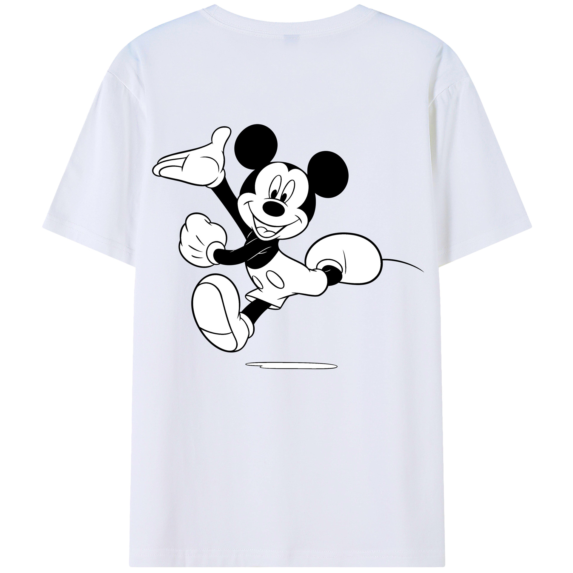 ミッキーマウス Mickey Mouse 綿100％ メンズ半袖Tシャツ（バックプリント） 通気性