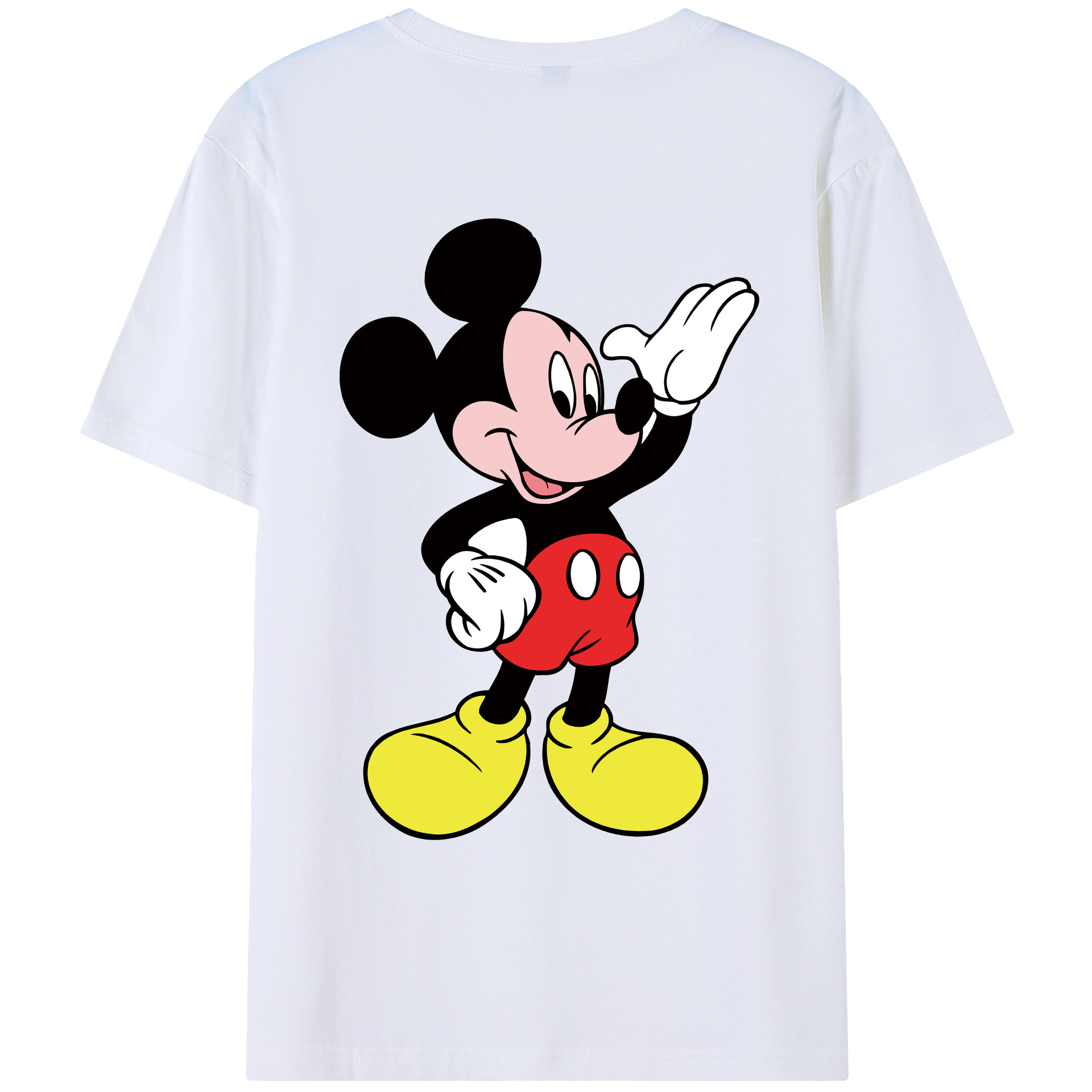 ミッキーマウス Mickey Mouse 綿100％ メンズ半袖Tシャツ（バックプリント） 通気性
