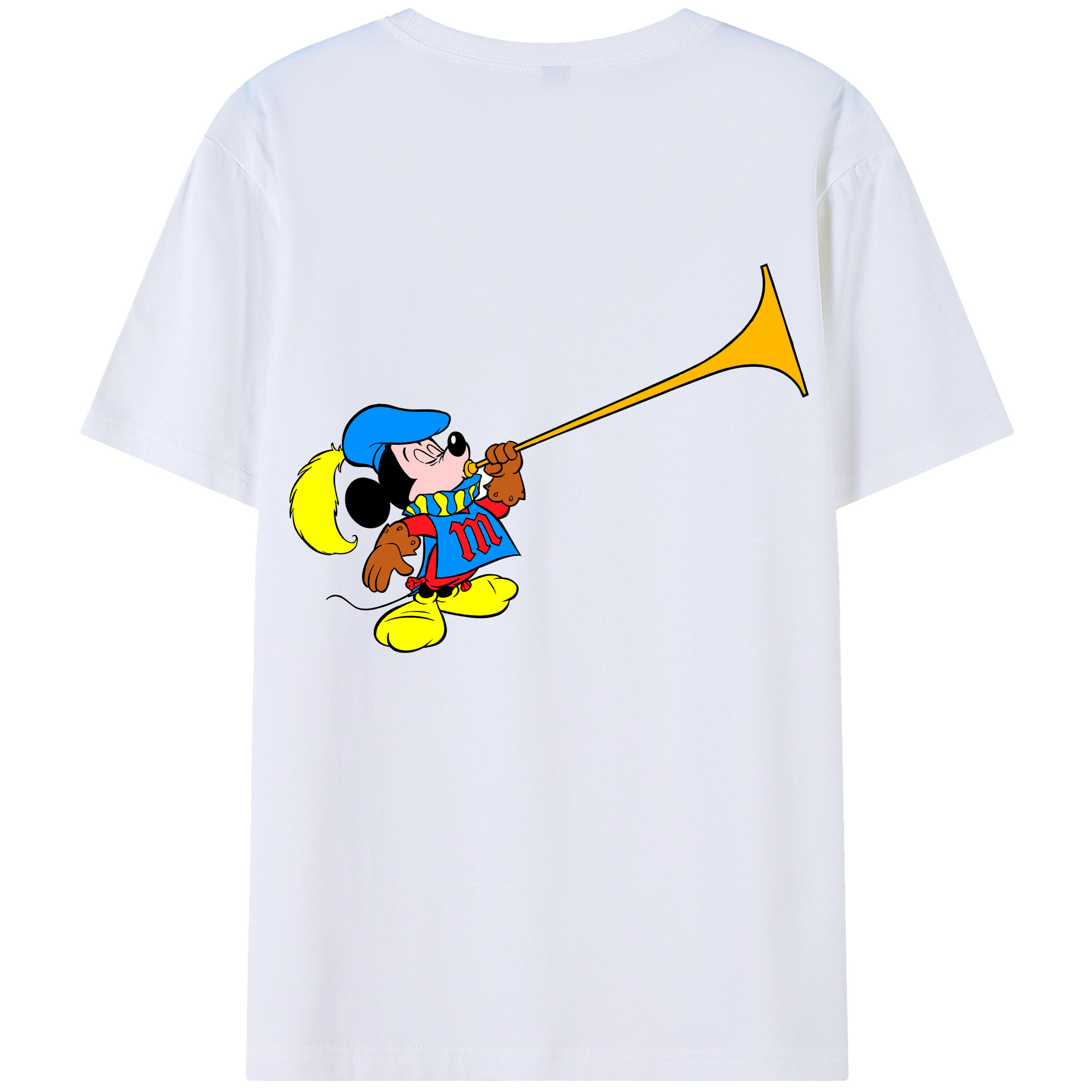 ミッキーマウス Mickey Mouse 綿100％ メンズ半袖Tシャツ（バックプリント） 通気性