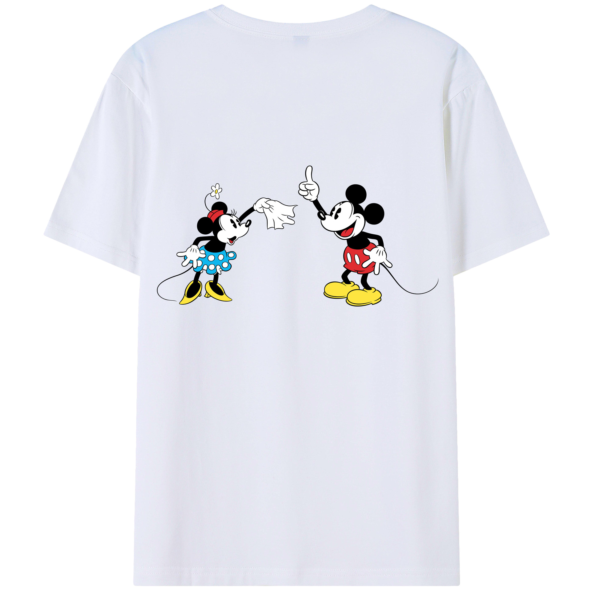 ミッキーマウス Mickey Mouse 綿100％ メンズ半袖Tシャツ（バックプリント） 通気性